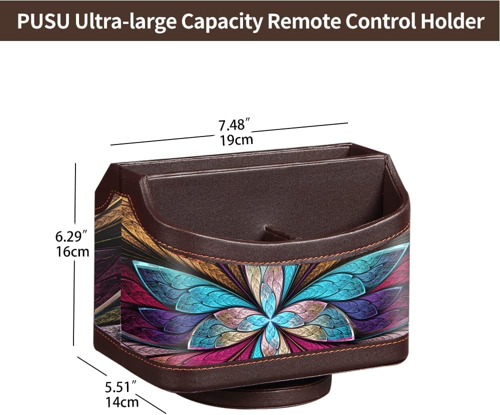 PU Leather TV Remote Holder Caddy / 7-color Flower