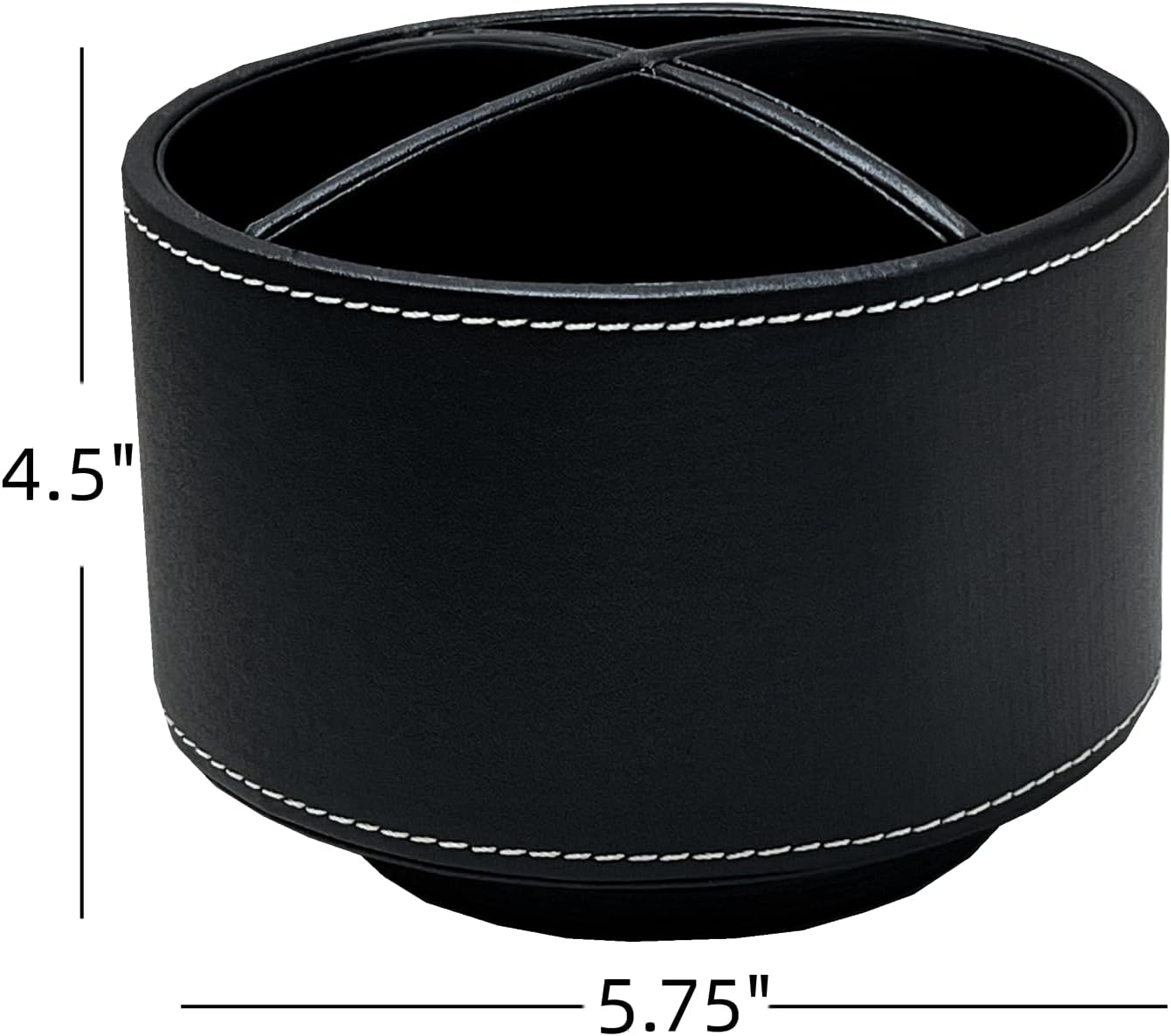 PU Leather Round TV Remote Control Holder / Black