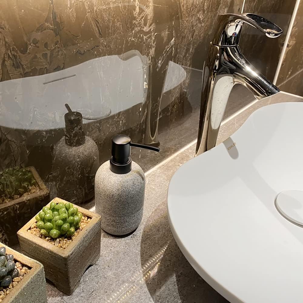 2pcs/Set Grey Soap Lotion Dispenser with A Spare Pump,Liquid Hand Soap Dispenser Sets for Bathroom Countertop, Soap