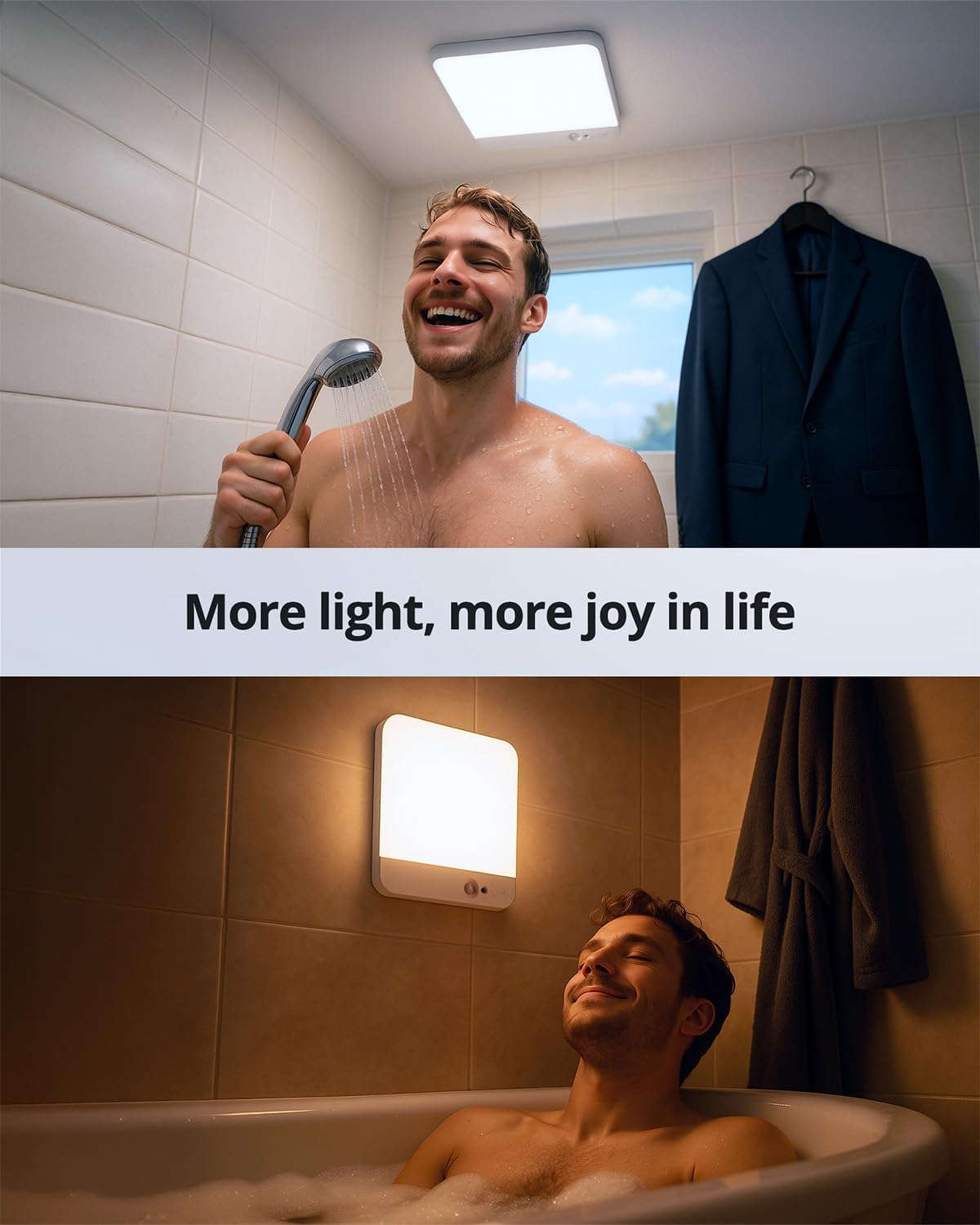 Rechargeable Ceiling Lights Square 60 Day Battery Operated, 7.87" Wireless Motion Sensor Shower Lighting with Remote 3