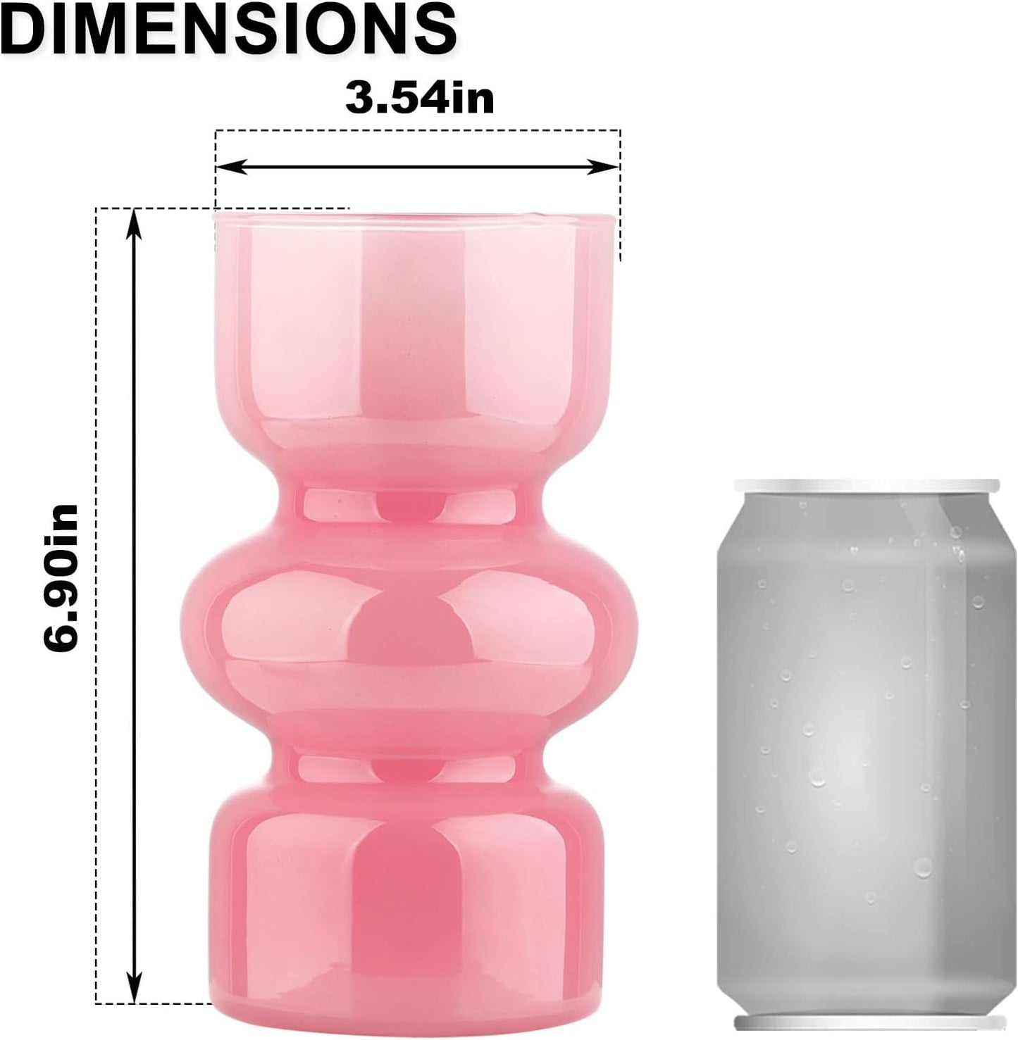 Glass Hydroponic Vase / Pink / 7 Inch