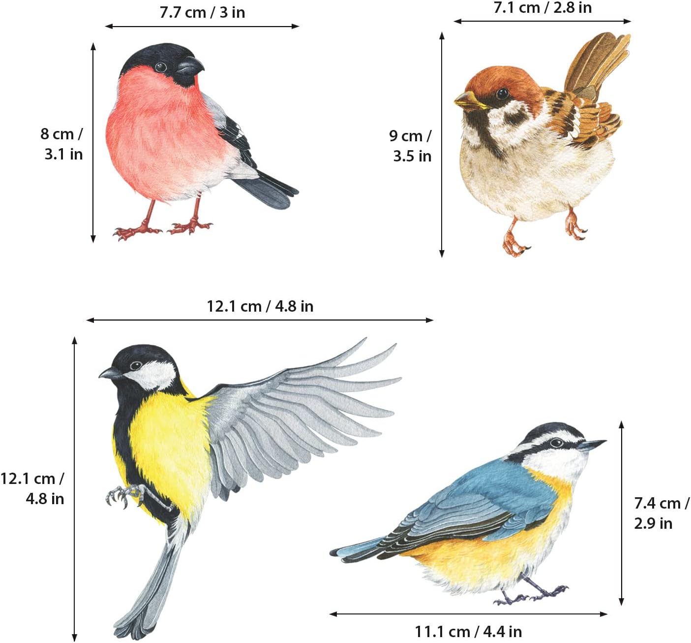 DS4-8063 25 Little Birds Wall Art Decals Stickers Kids Peel and Stick Removable Nursery Bedroom