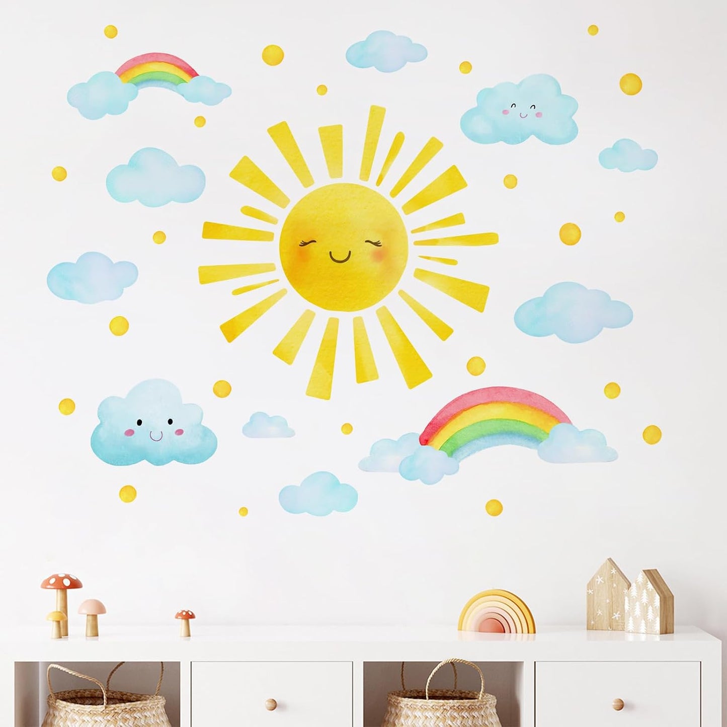Watercolor Smile Wall Decals Stickers / Sun