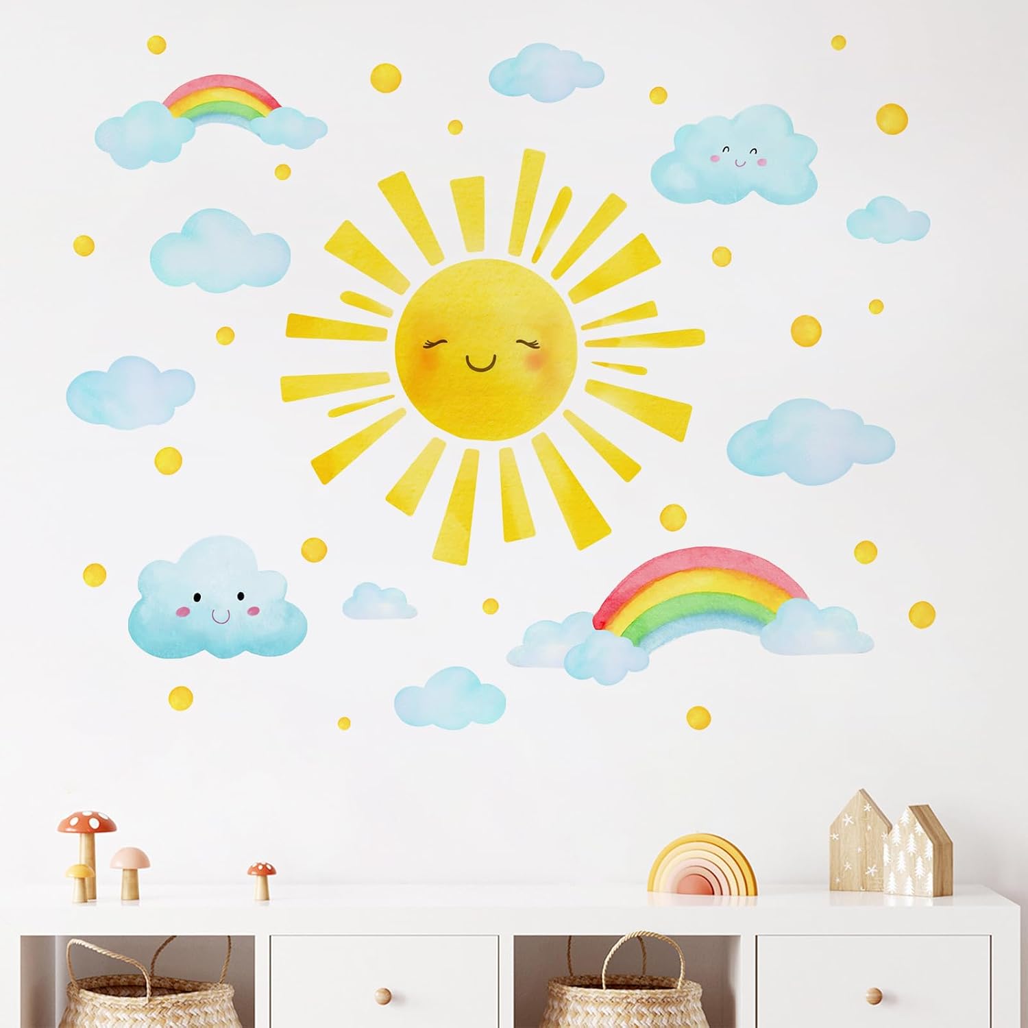 Watercolor Smile Wall Decals Stickers / Sun