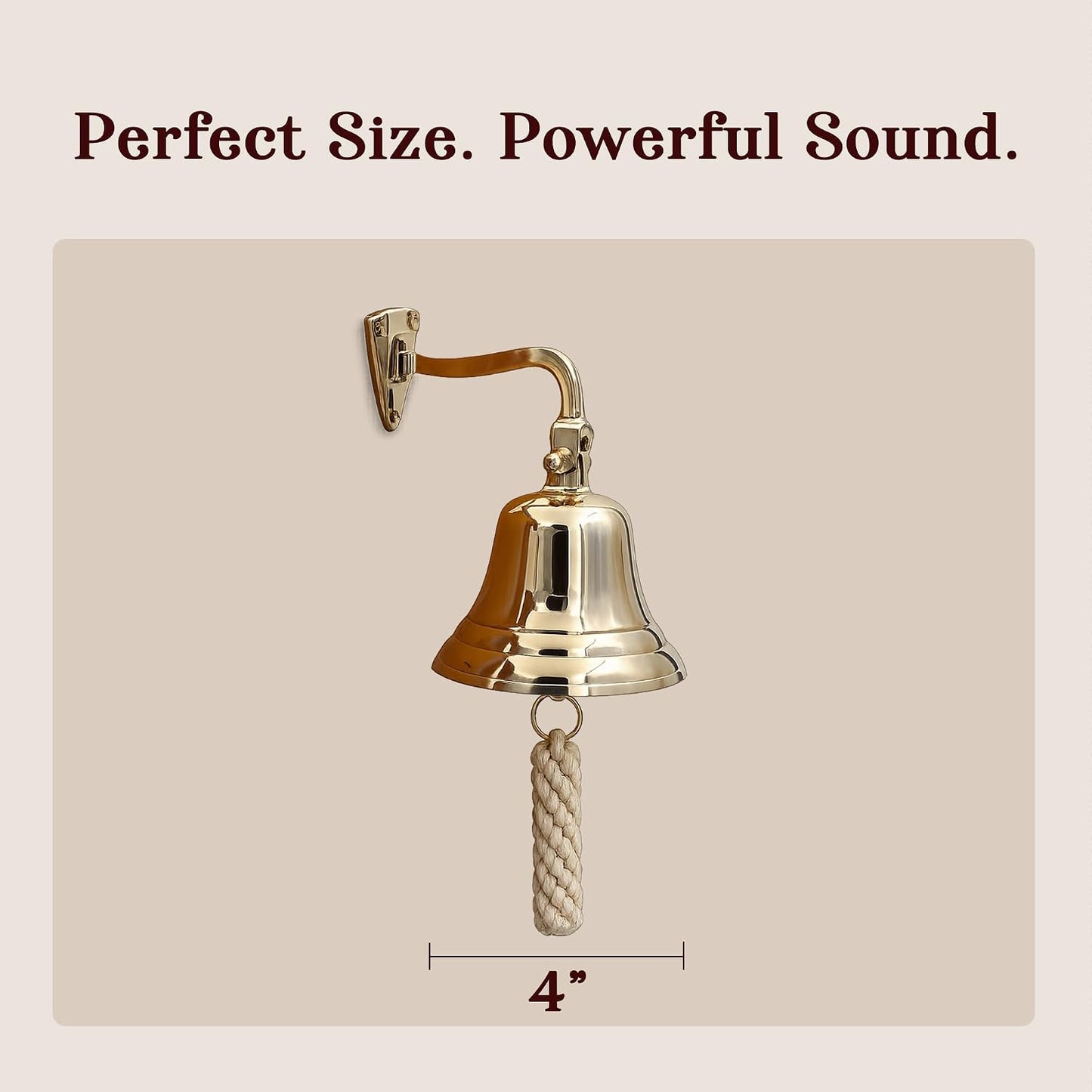 THDC Solid Brass Ship Last Orders Pub Door School Dinner Reception Home Decor Wall Mountable Bell (4")