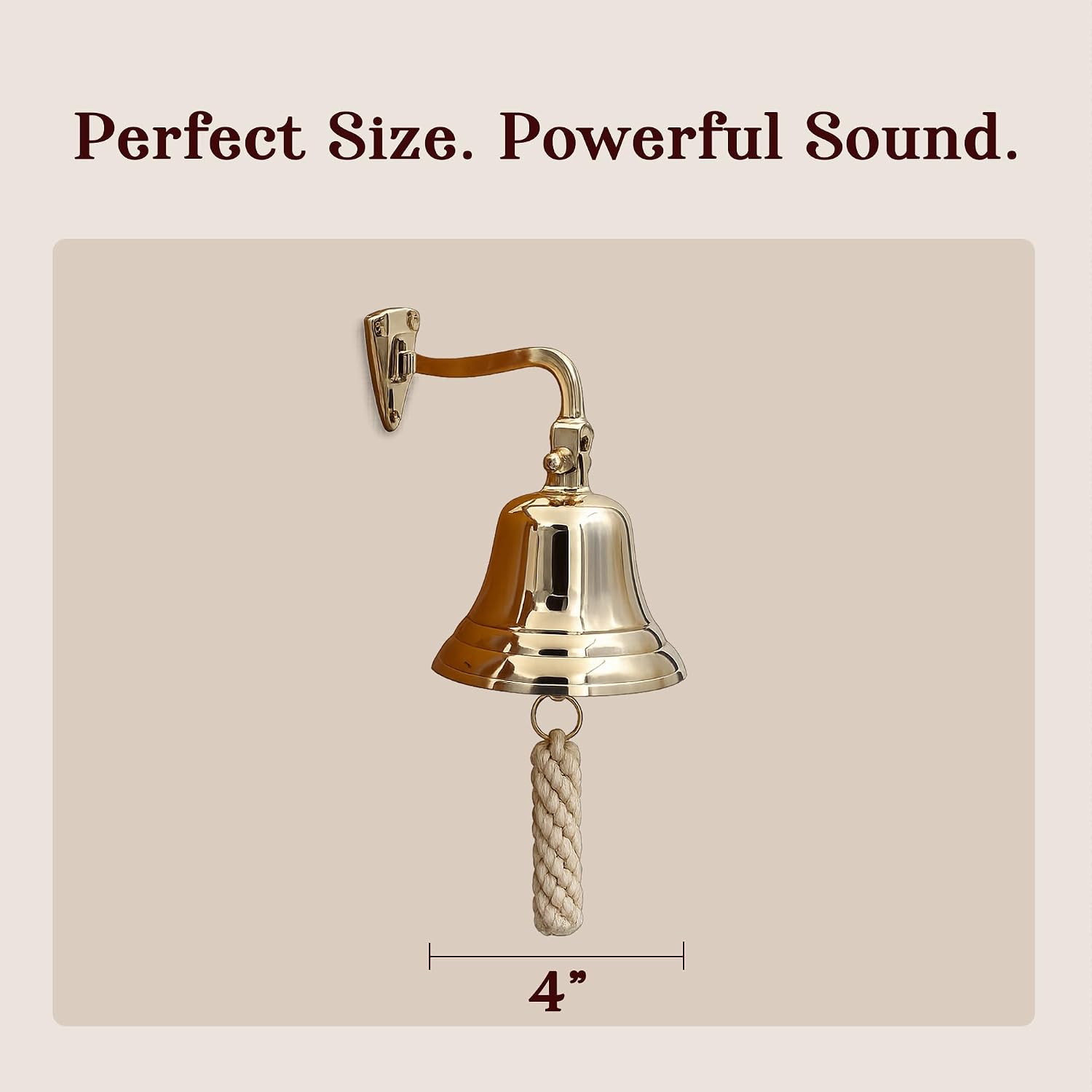 THDC Solid Brass Ship Last Orders Pub Door School Dinner Reception Home Decor Wall Mountable Bell (4")