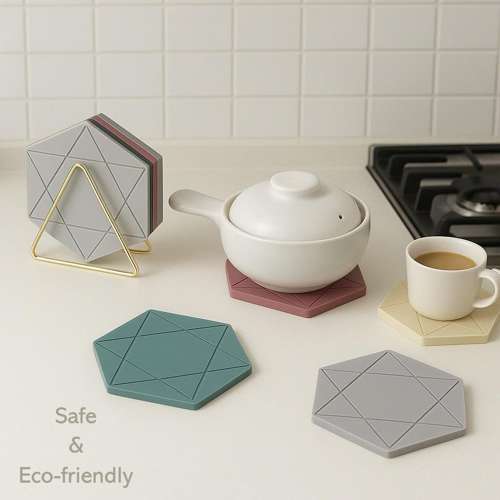 Silicone Hexagon Trivet Mats / Set of 4