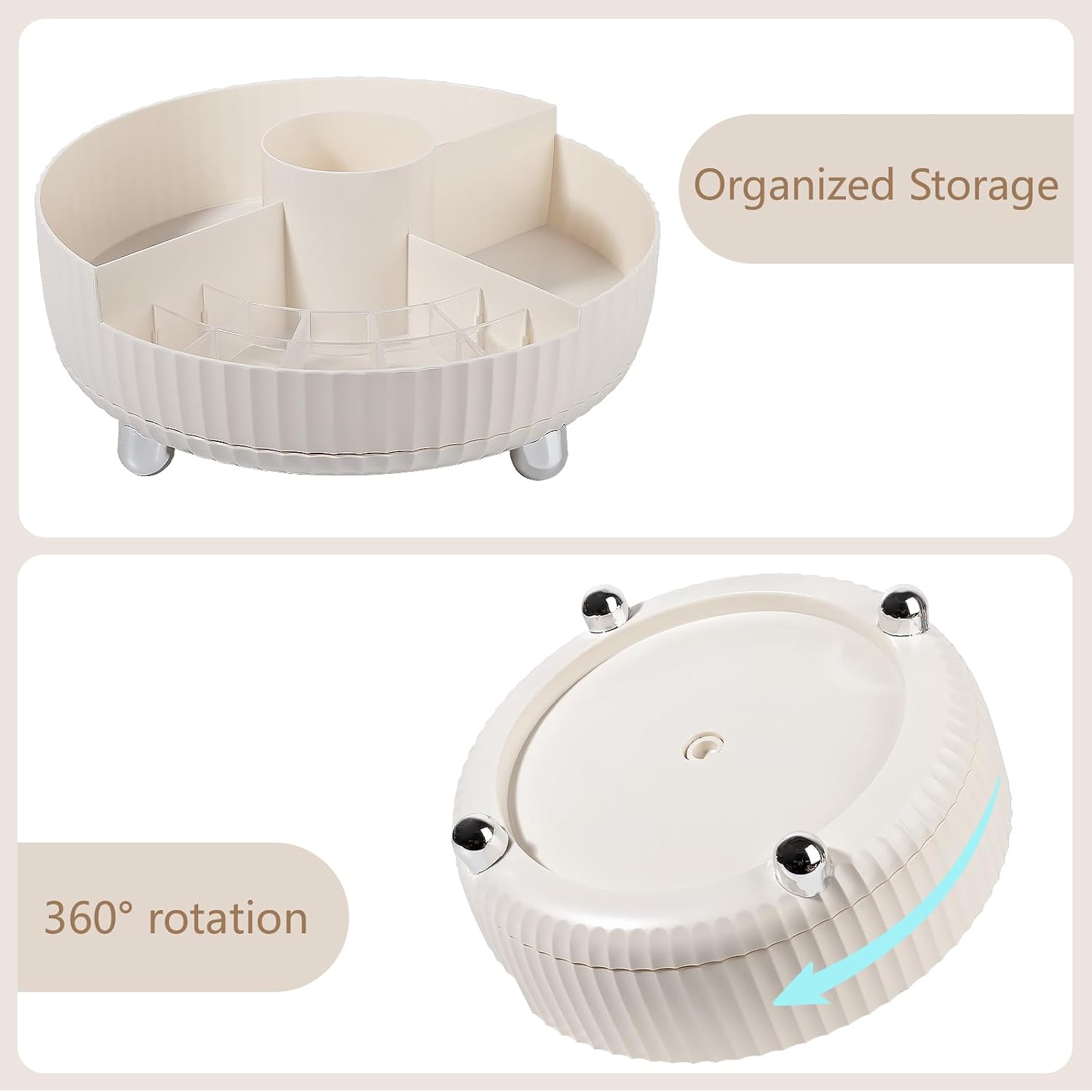 Makeup Perfume Organizer Tray / Beige+ Divider / Set of 11