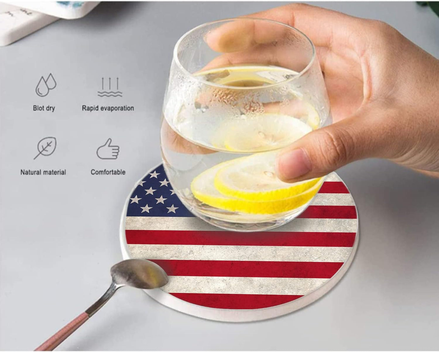 Holder / Ceramic Drink Coaster for Tabletop / Flag