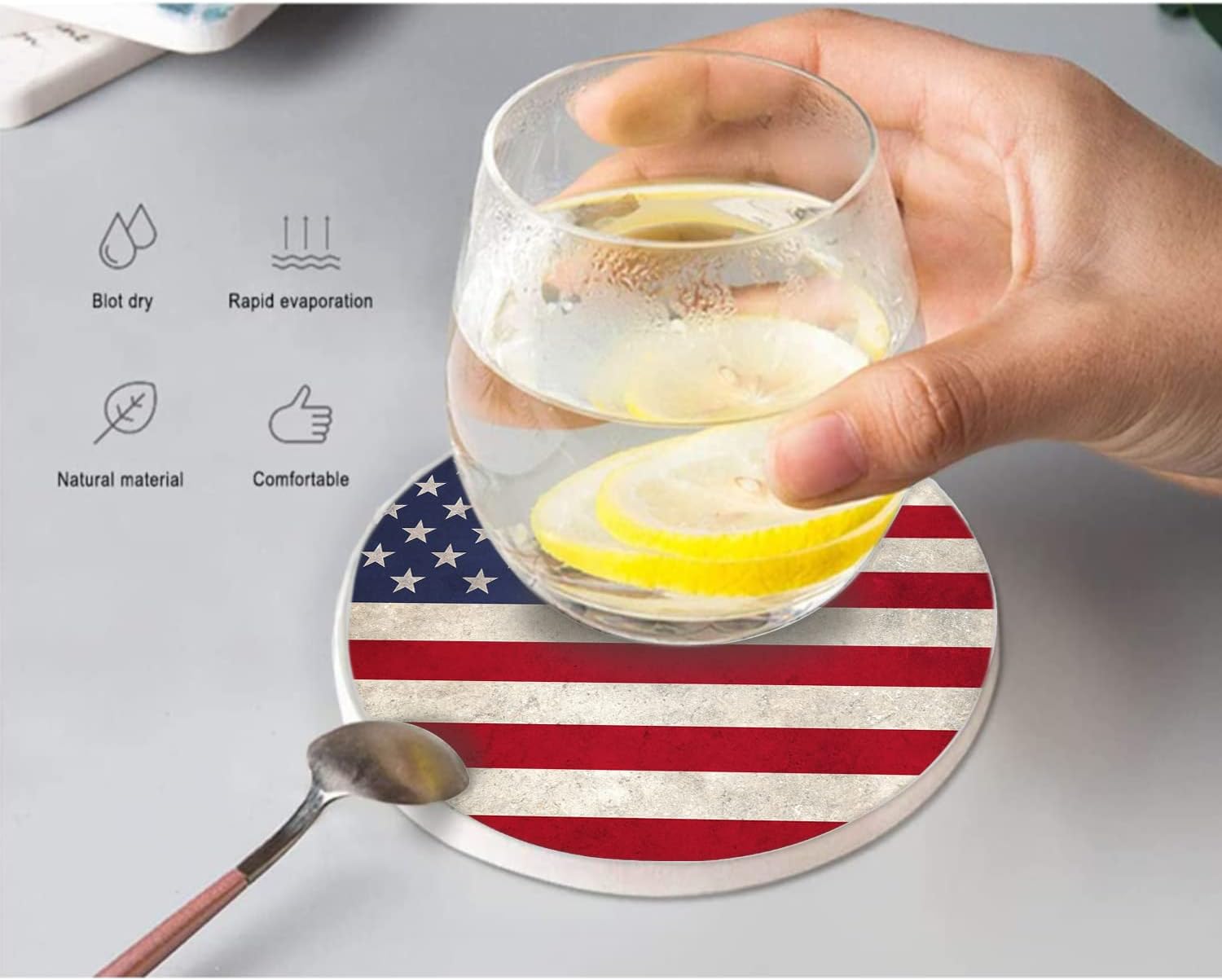 Holder / Ceramic Drink Coaster for Tabletop / Flag