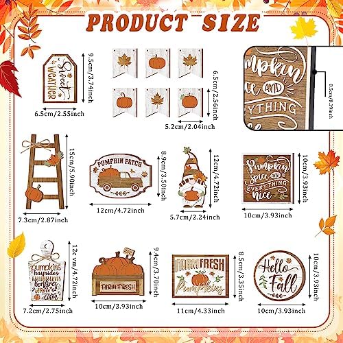 Thyle 15 Pcs Fall Tiered Tray Decor, Rustic Fall Table Decor