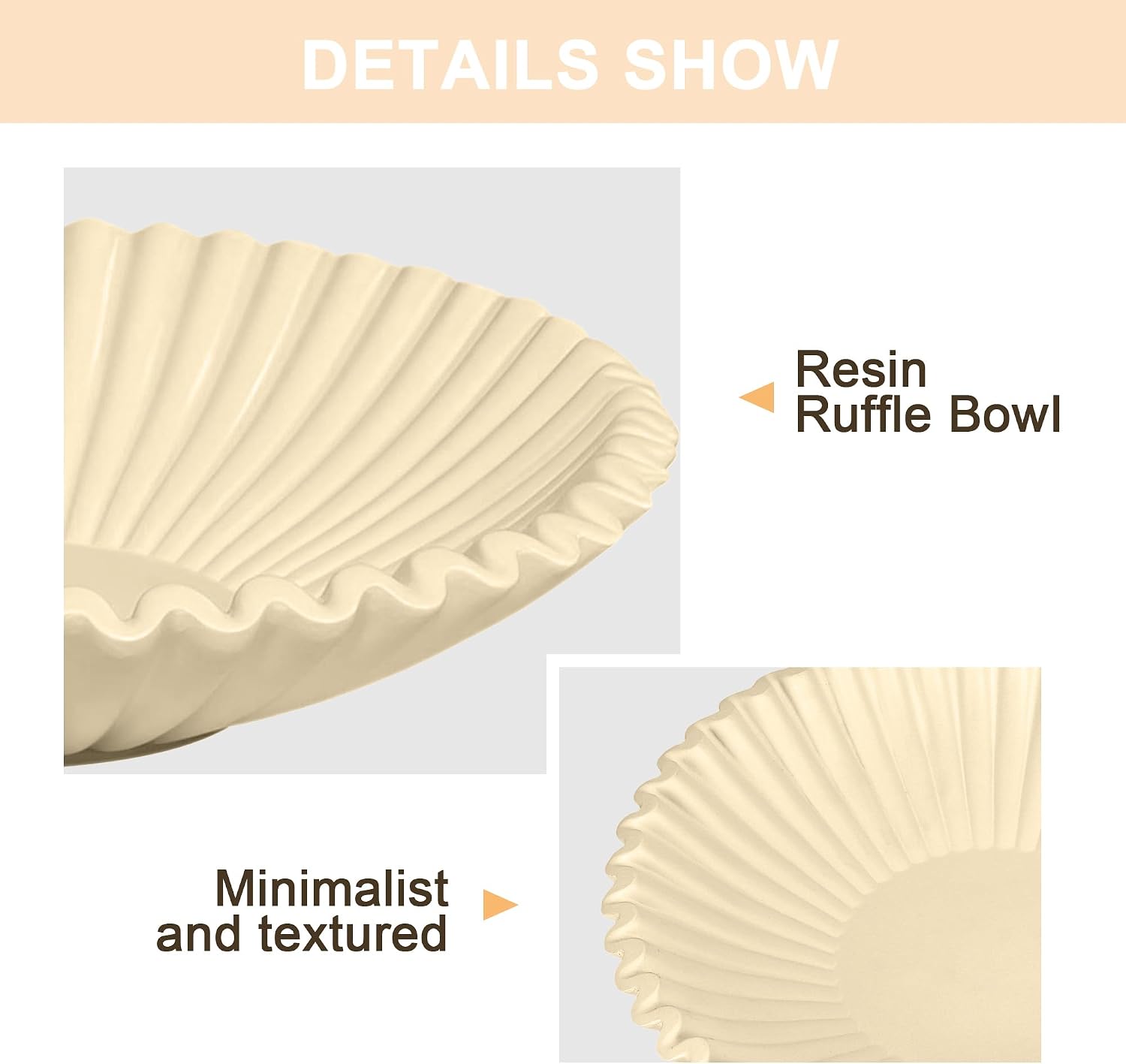 Handmade Resin Scalloped Ruffle / Brown / 8.65 Inch