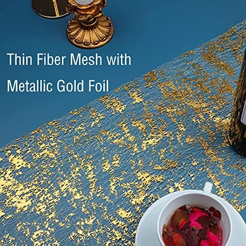 Snowkingdom 2 Pcs Gold Table Runner, Sequin Glitter Metallic Foil Thin Mesh Sparkly Runner Roll 11"x108", Gold Birthday Party Decorations, for Event Wedding Showers Christmas Thanksgiving Festive