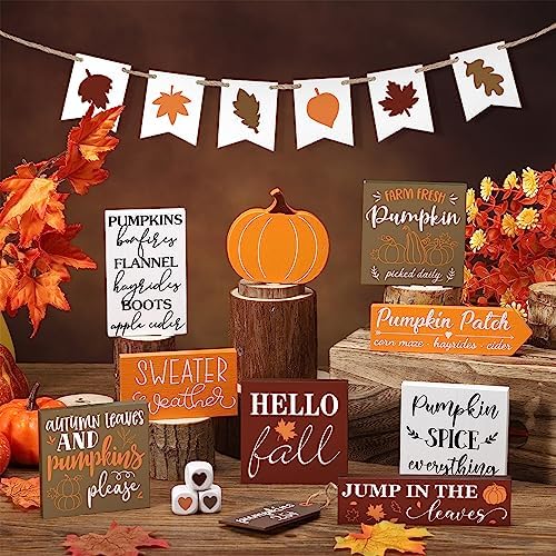 BBTO 19 Set Fall Tiered Tray Decor Rustic Farmhouse 3D Layered Wooden Signs