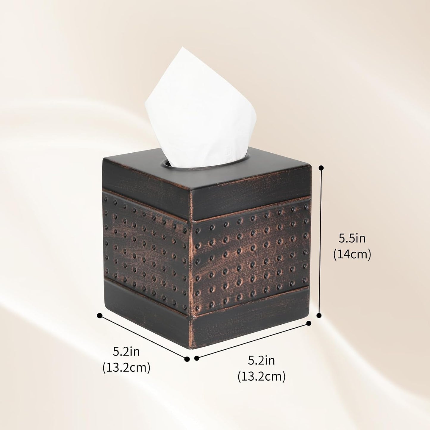 Square Metal Tissue Holder / Antique Bronze