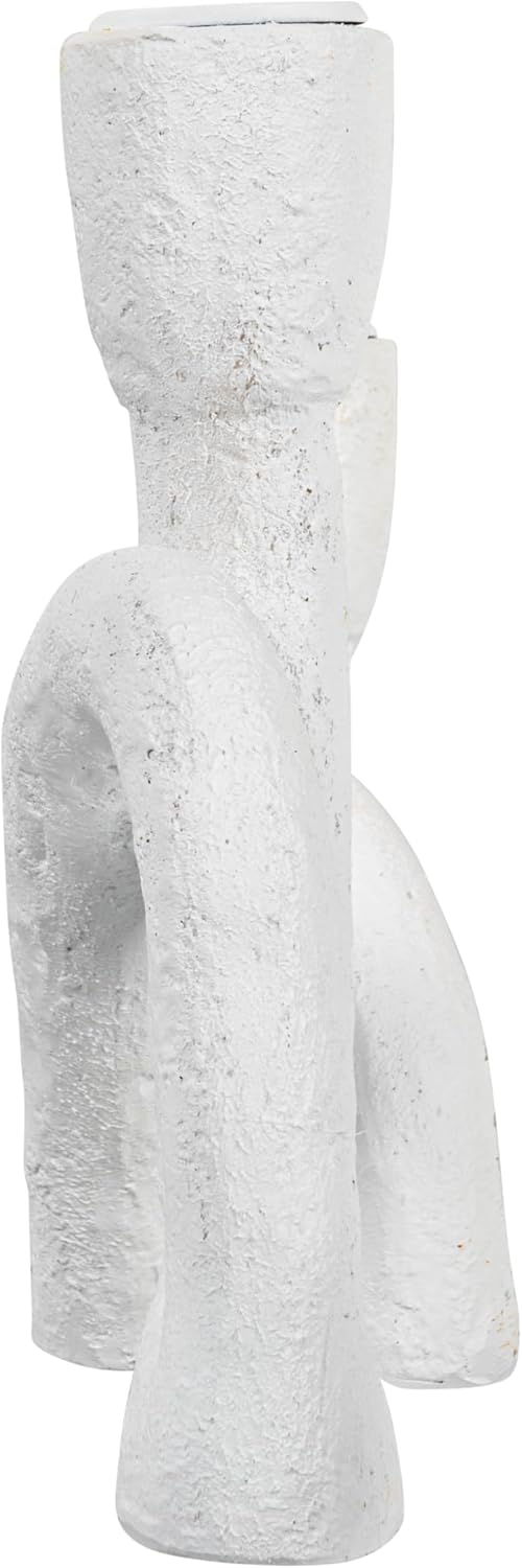 Modern Sculptural Double Taper Candle Holder / White