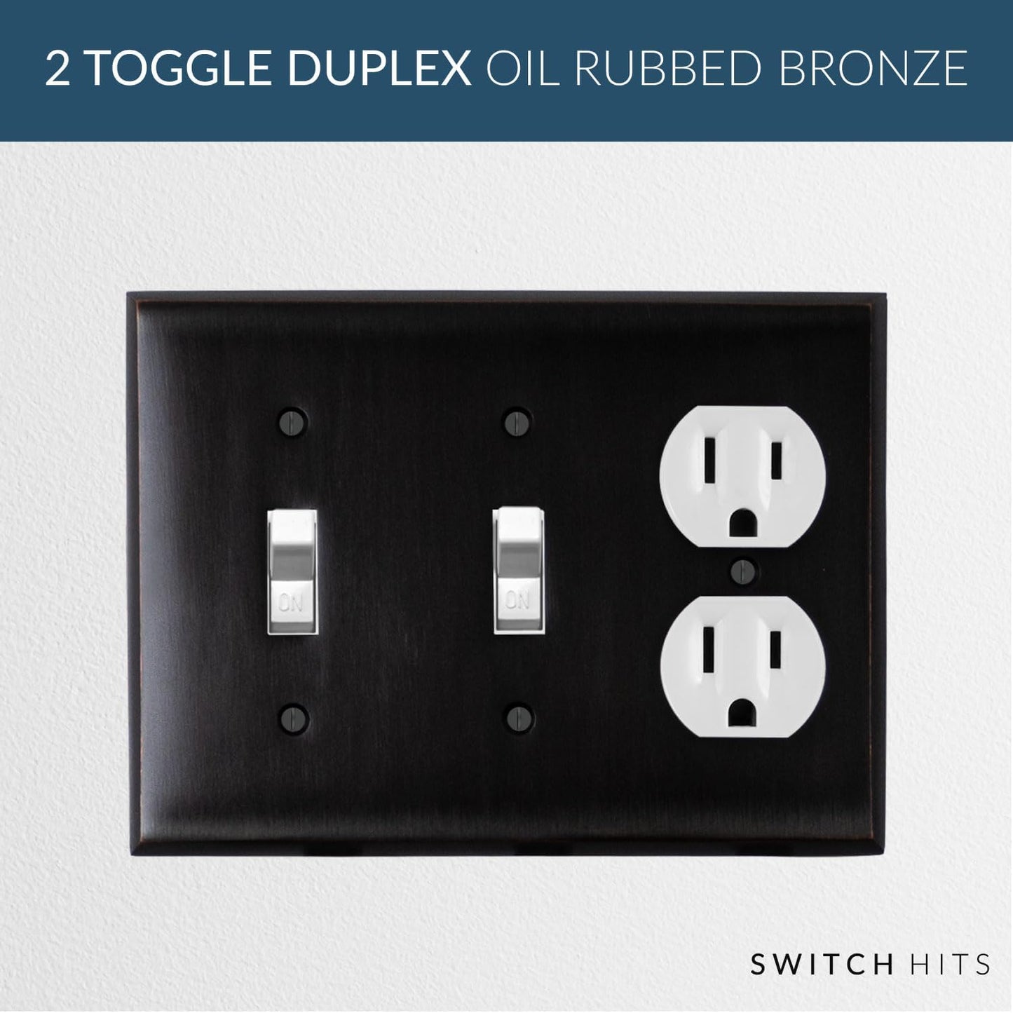 Double Light Switch Plate Outlet Cover GFCI Decorative Wall Plate | 2 Toggle - 1 Duplex Oil Rubbed Bronze Electrical