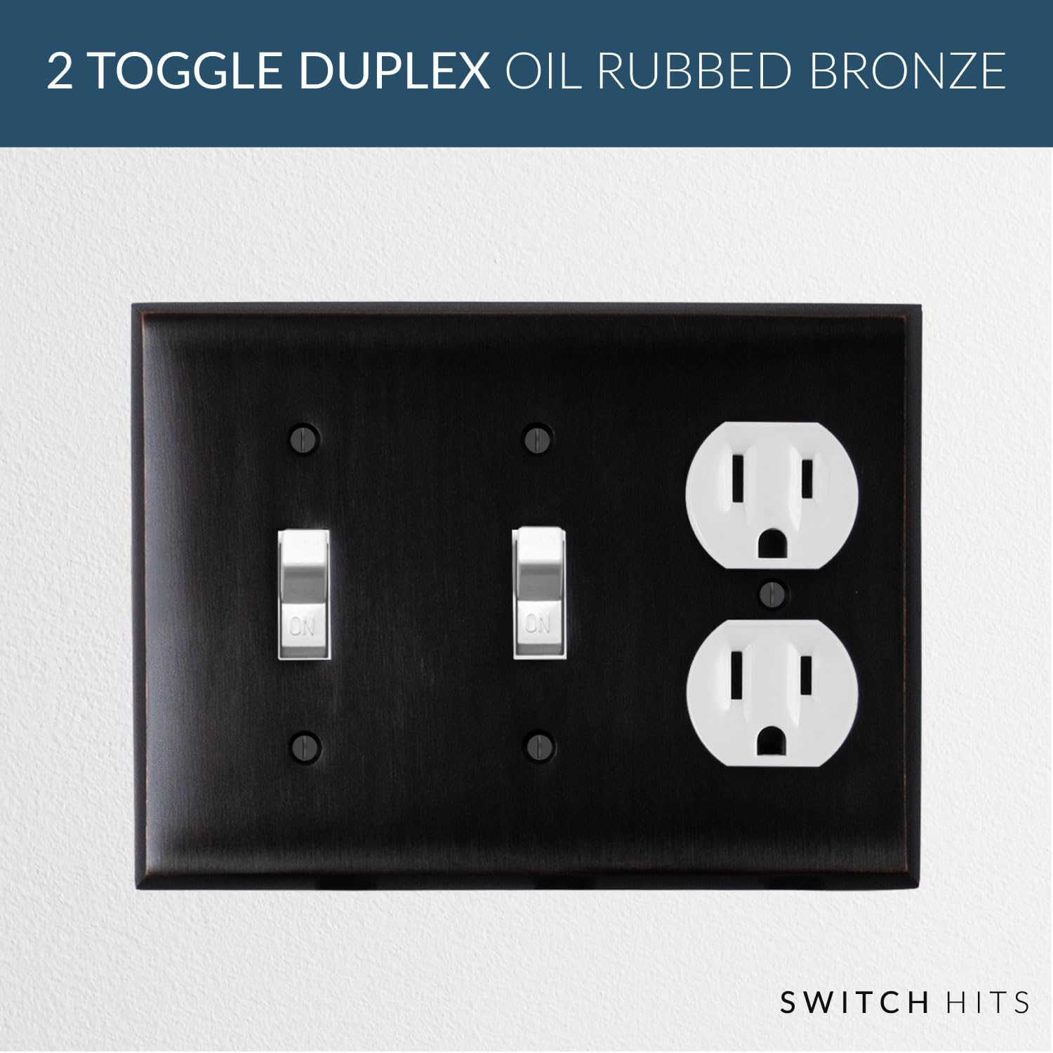 Double Light Switch Plate Outlet Cover GFCI Decorative Wall Plate | 2 Toggle - 1 Duplex Oil Rubbed Bronze Electrical