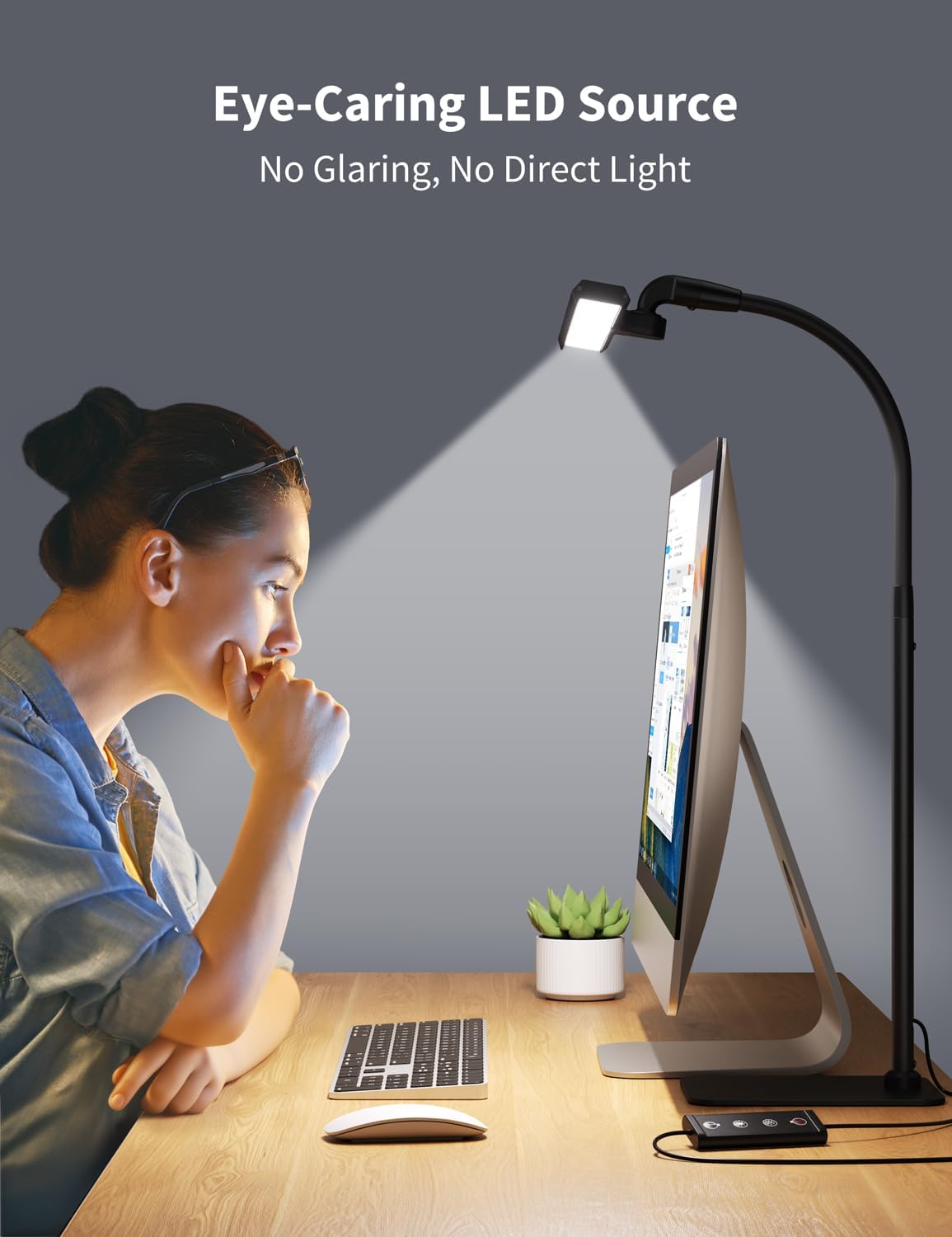 Kary LED Desk Lamp, Flexible Gooseneck Task Light with Base and Timer | 12W Tall Architect Lamp for Home Office