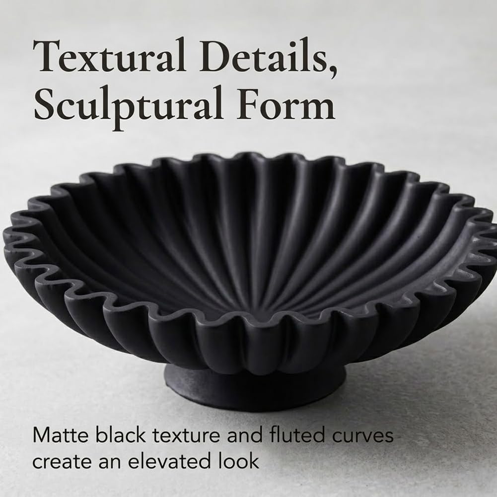 Scalloped Pedestal Bowls / Black