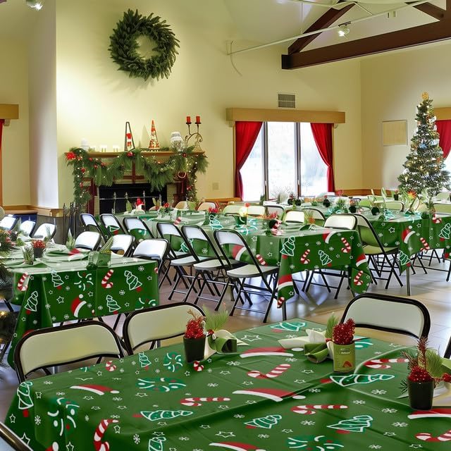 Niuara Christmas Green Plastic Table Cloth Disposable, 4 Pack, 54 x 108 in
