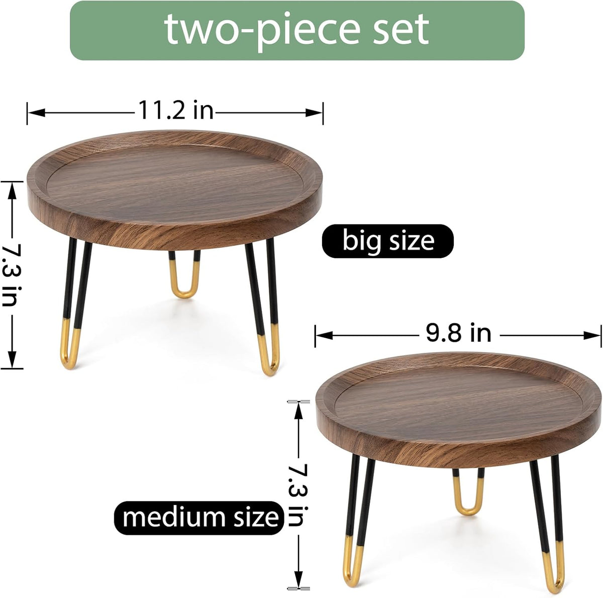 OBTAIN Plant Stand Indoor Outdoor,2 Set Mid Century Style Walnut Wood Color Plant Stand,Waterproof Design Modern Plant