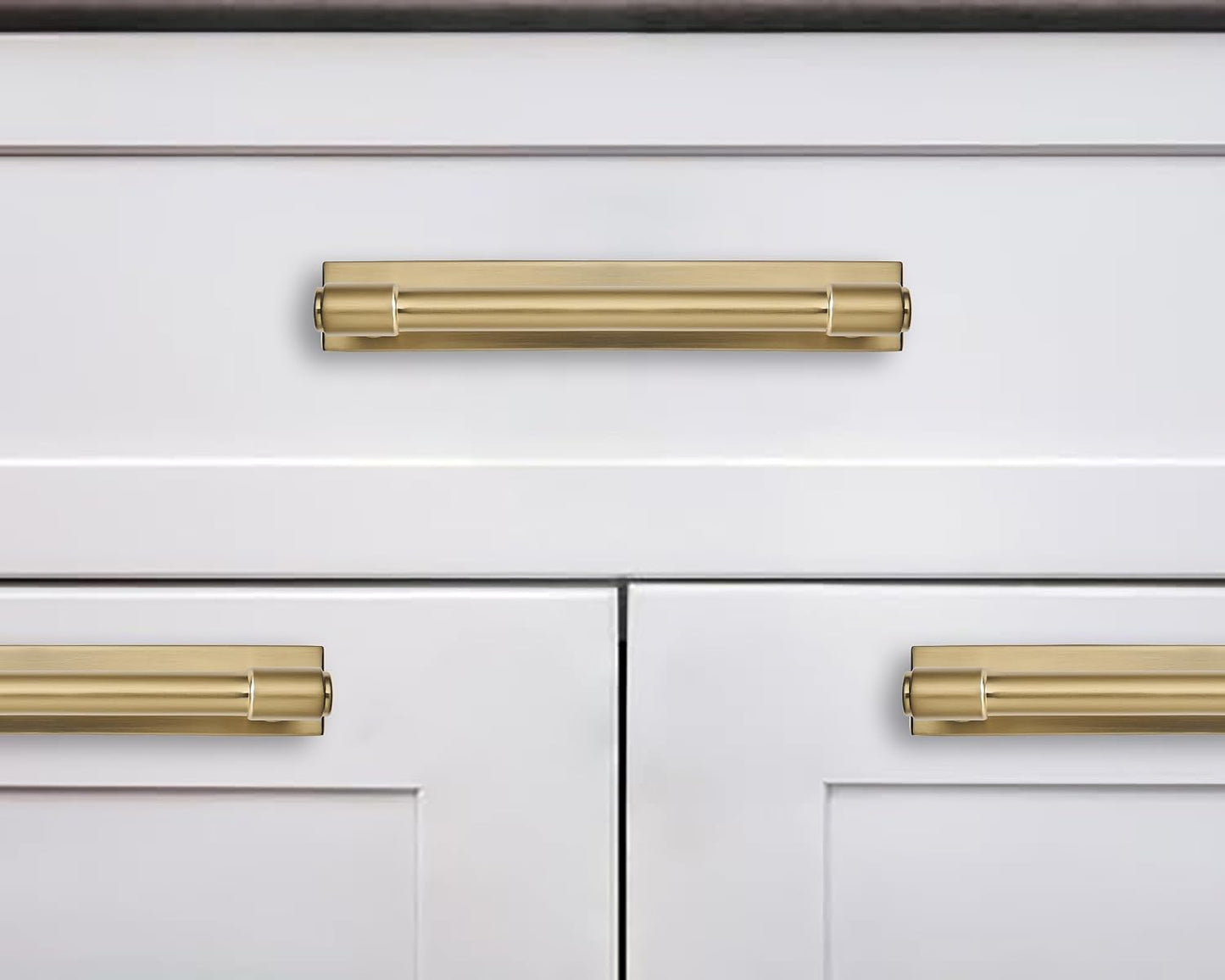 5 Pack 5 inch (128 mm) Center to Center Brushed Gold Cabinet Pull Backplate with Base Plate Zinc Solid Brushed Brass