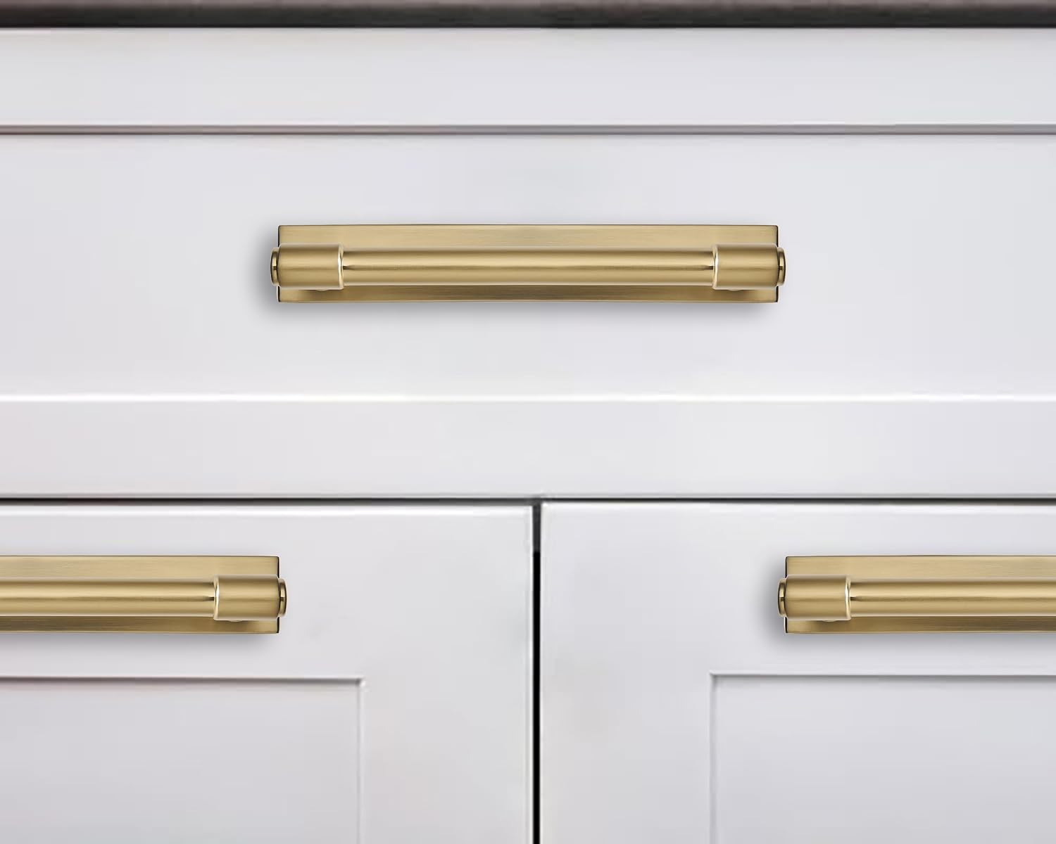 5 Pack 5 inch (128 mm) Center to Center Champagne Bronze Cabinet Pull Backplate with Base Plate Zinc Solid Satin Brass
