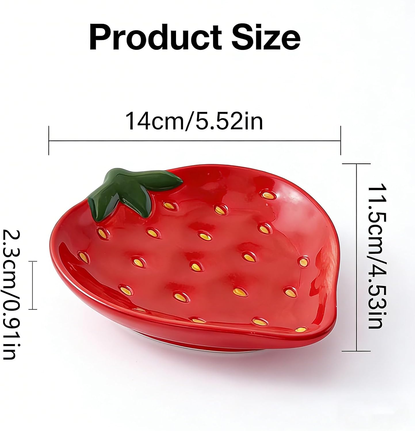 Strawberries Jewelry Dish Tray Ceramic Ring / Red Strawberries Decorative Tray / 5.52 x 4.53 x 0.91