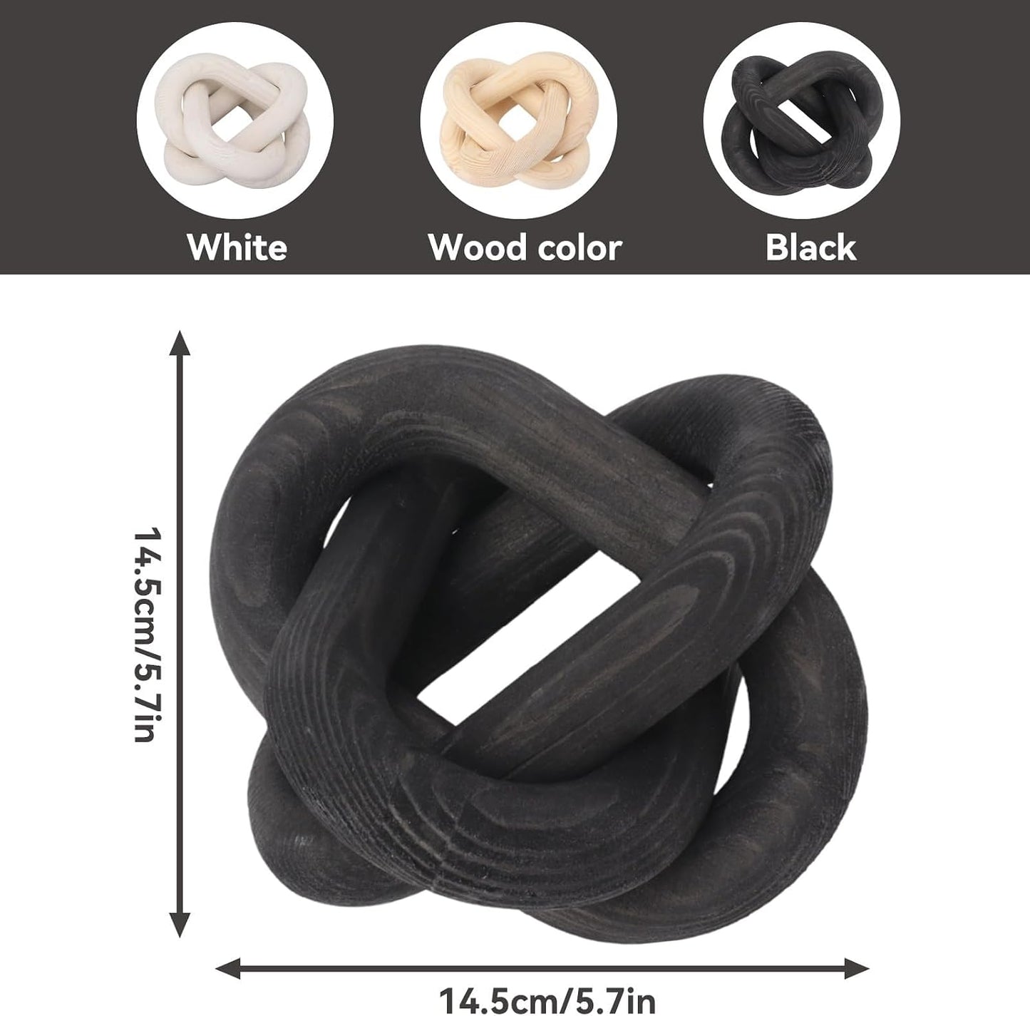 3 Link Decor Wood Knot Wooden Chain Link Decorations Hand Carved Decorative Wooden Knot for Coffee