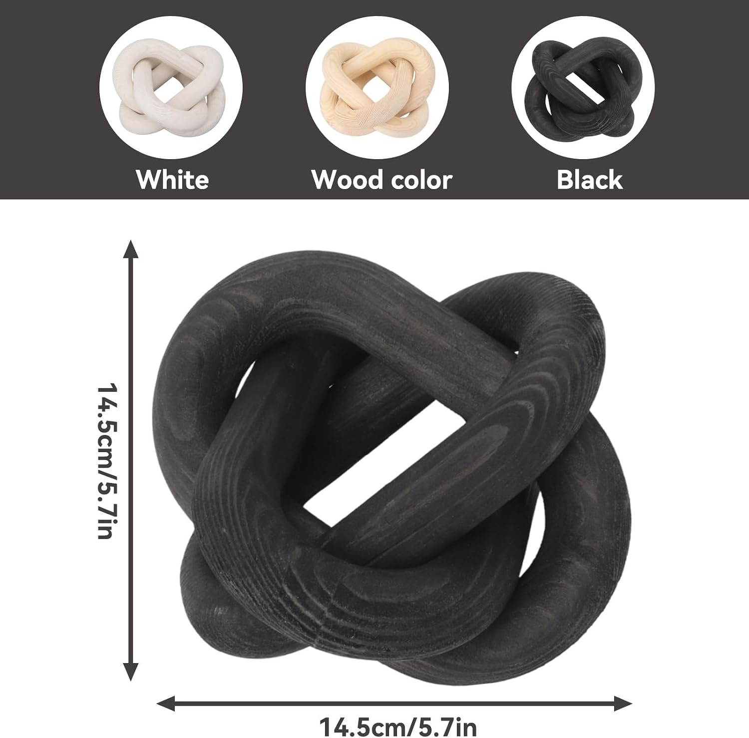 3 Link Decor Wood Knot Wooden Chain Link Decorations Hand Carved Decorative Wooden Knot for Coffee