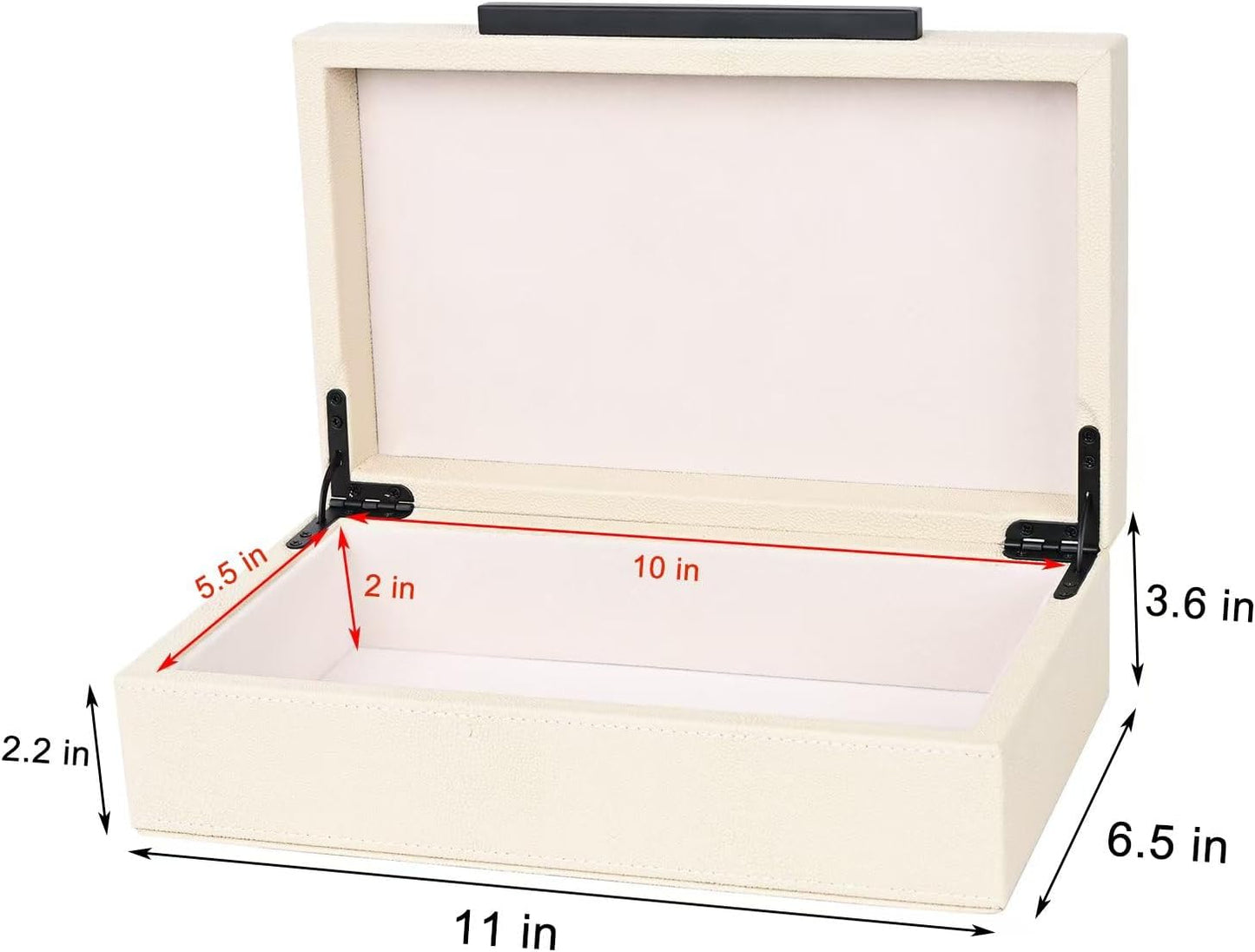 Small Jewelry Organizer & Keepsake Box / 11 In / Beige+black Handles