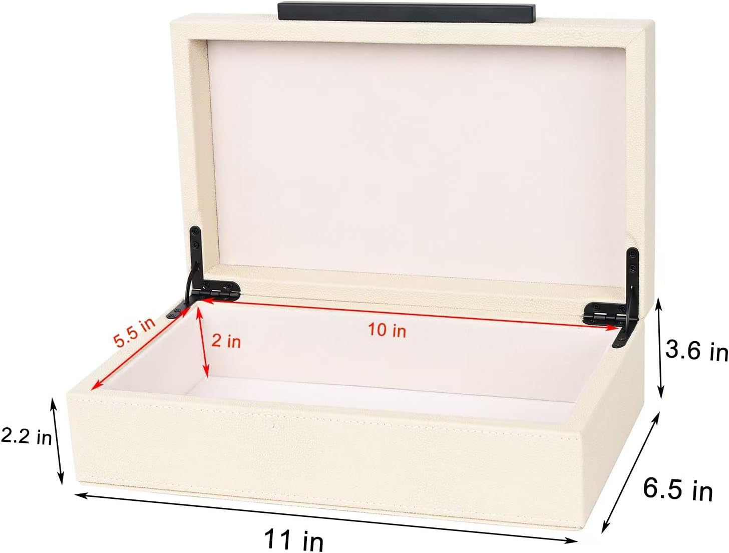 Small Jewelry Organizer & Keepsake Box / 11 In / Beige+black Handles