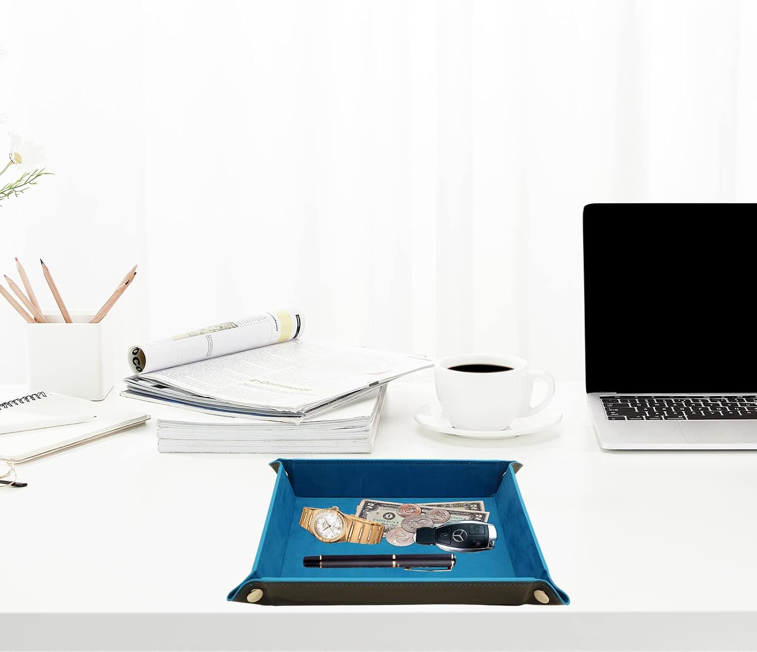 Valet Organizer / Catchall Tray for Jewelry / Blue