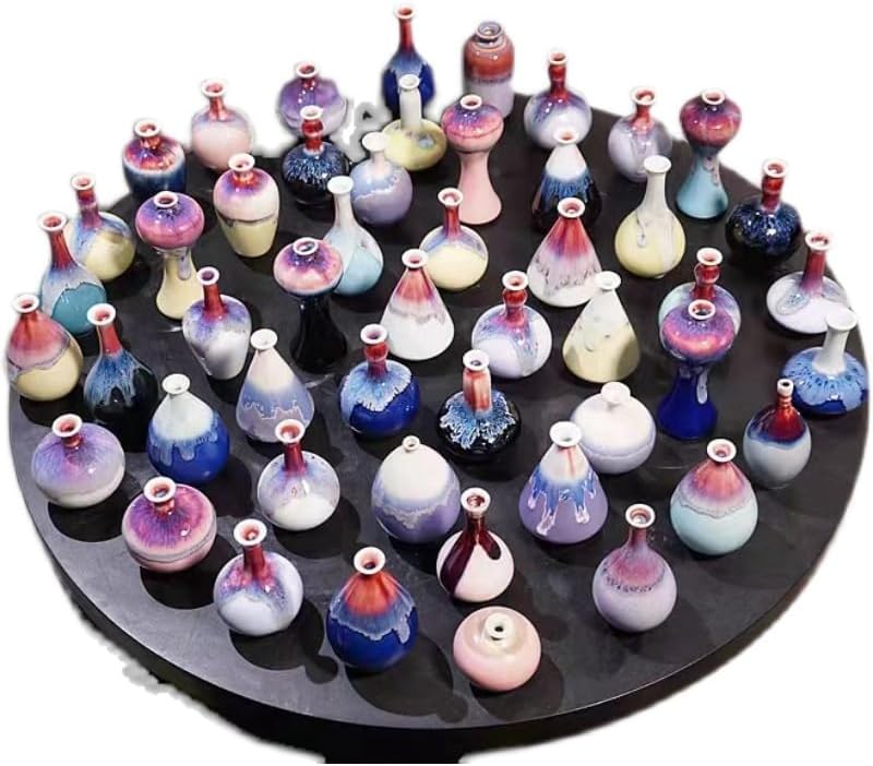 Glazed Porcelain Mini Tiny Vase Ceramic Mini Crackle Ice Pattern for Decoration / Plum, Emerald