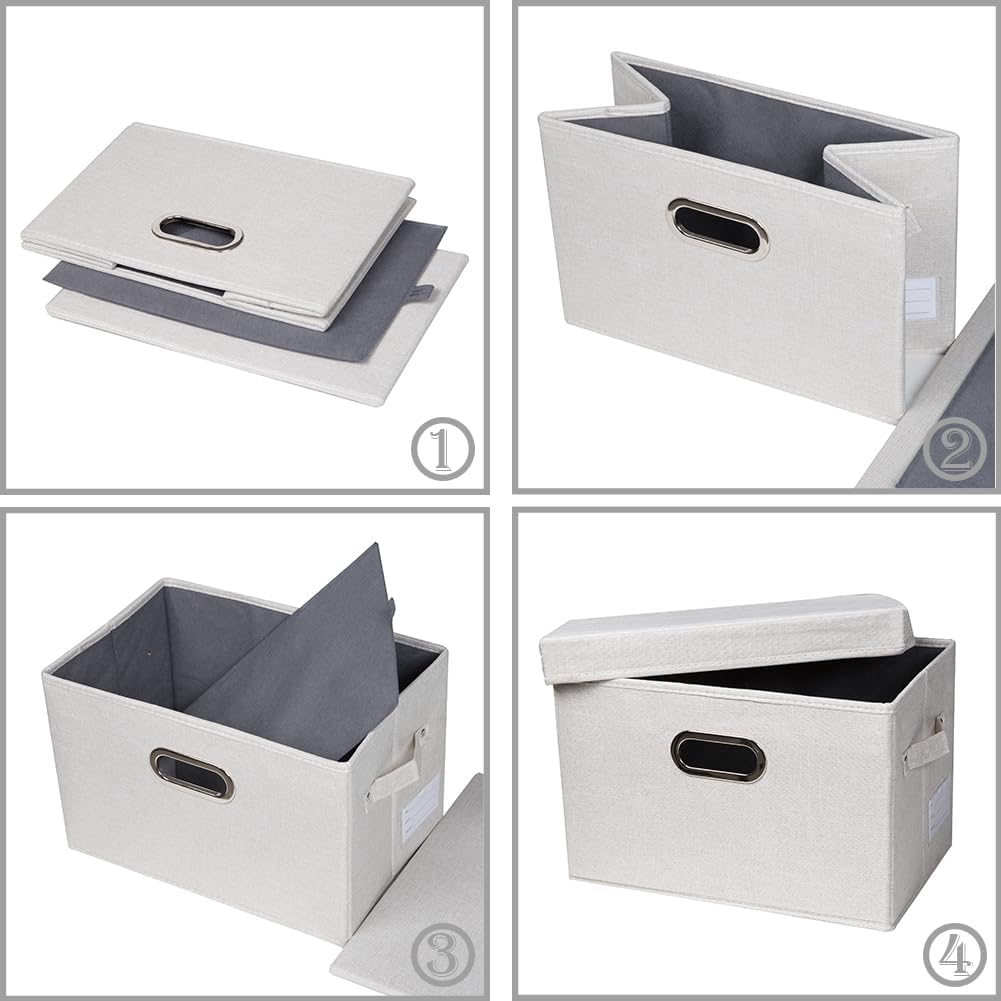 Large Collapsible Storage Bins / Beige / L / Set of 3