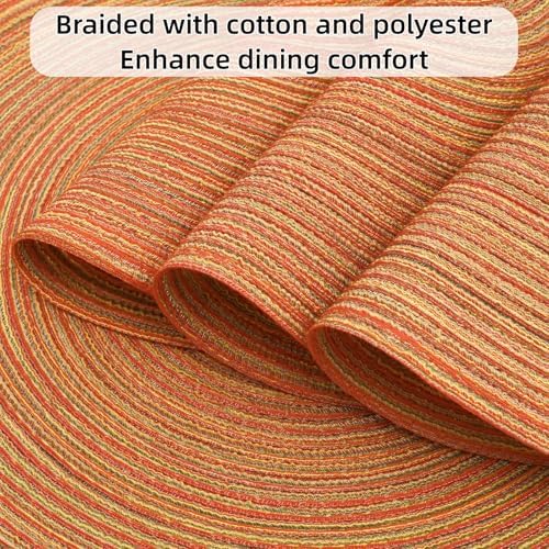 SHACOS Round Braided Placemats Set of 6 Fall Thanksgiving Place Mats