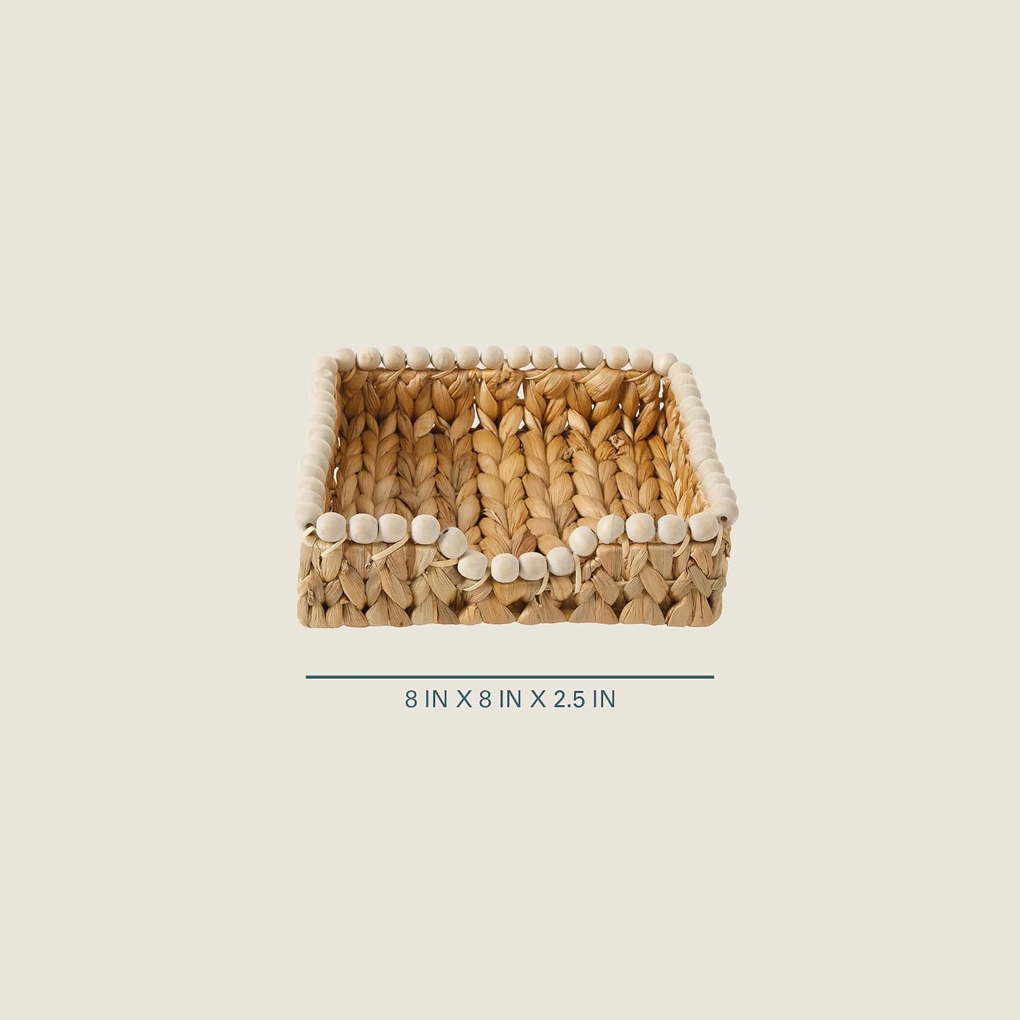 Square Basket / Riverrun Grove Woven Decorative / Natural Water Hyacinth / Napkin Holder Tray