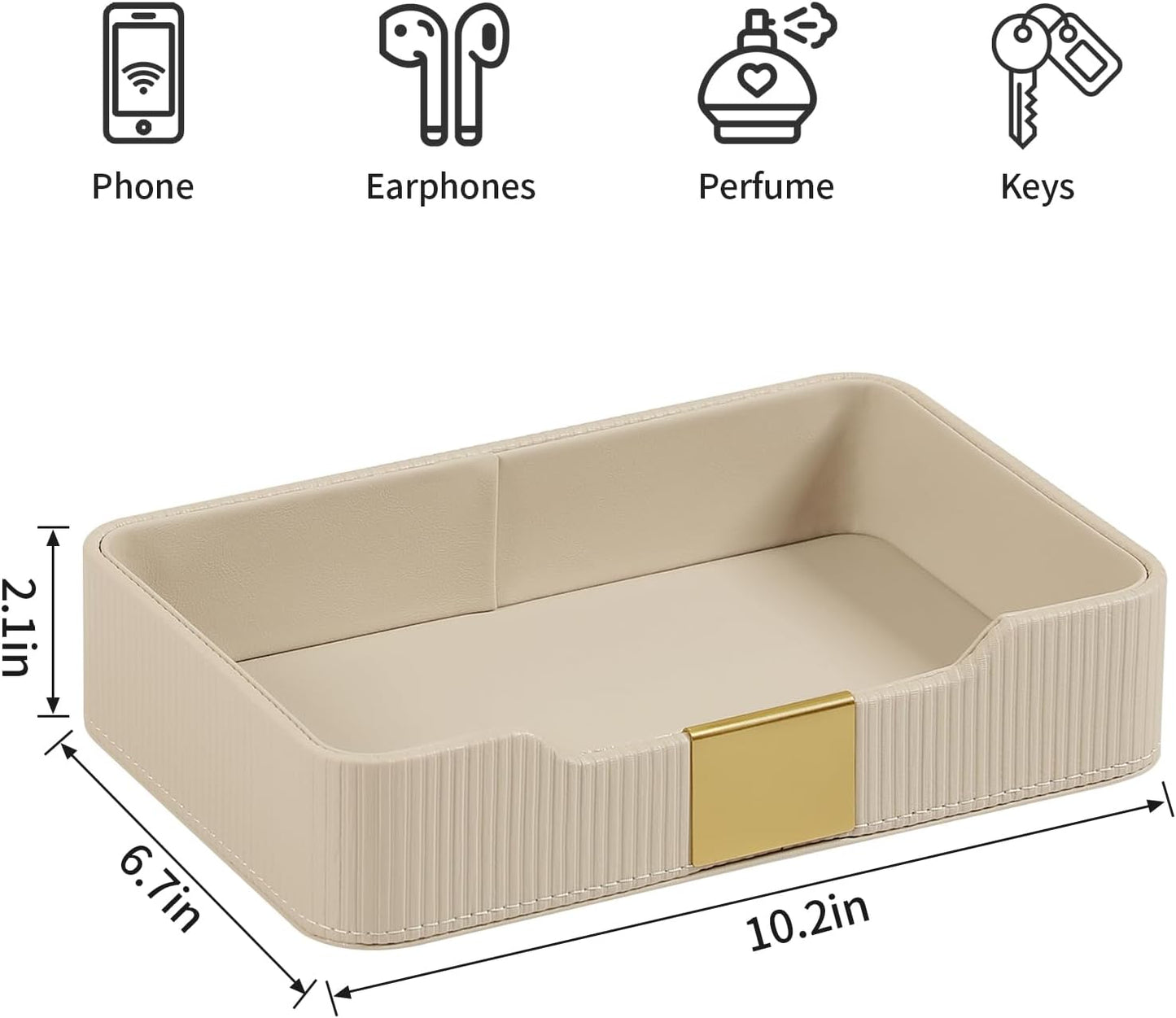 Valet Tray Desktop Storage Organizer / Beige