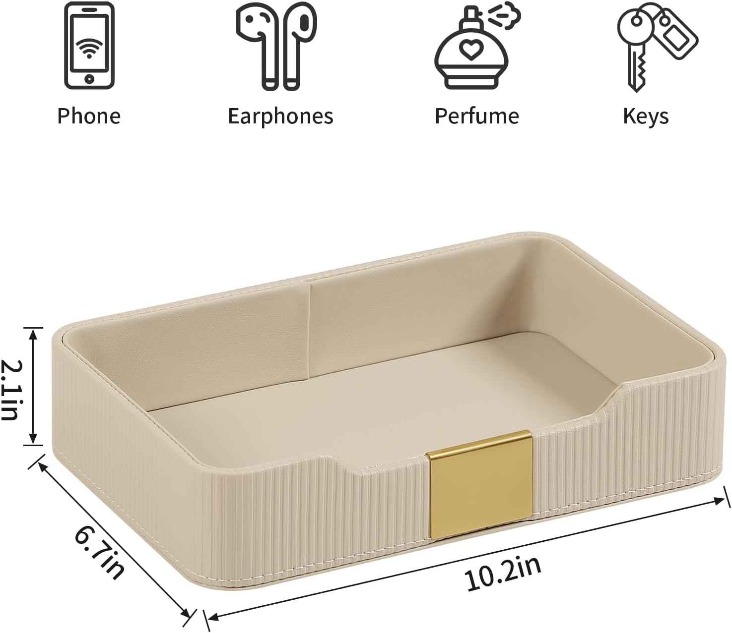 Valet Tray Desktop Storage Organizer / Beige