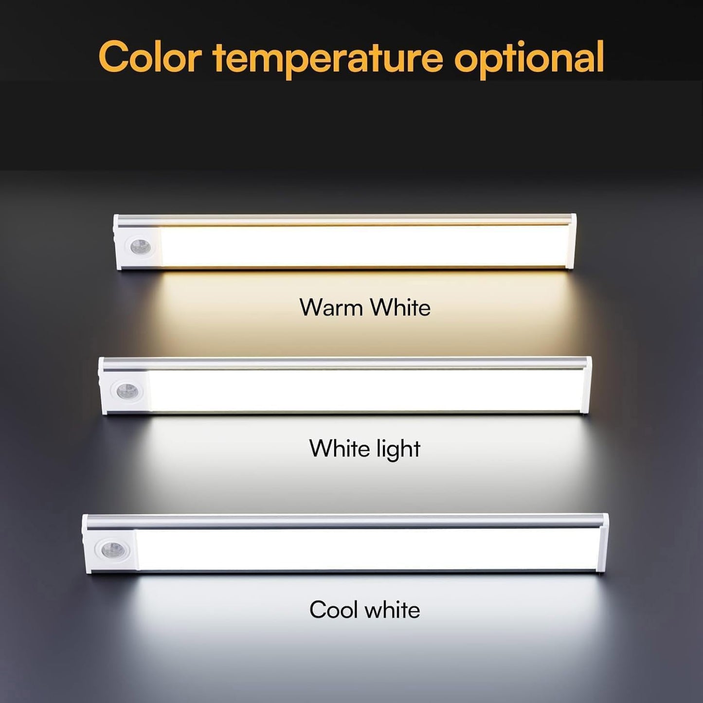 DAYBETTER 8inch Under Cabinet Lighting,4 Pack Motion Sensor Light Indoor | Rechargeable,3 Color Temps,5 Levels Dimmable