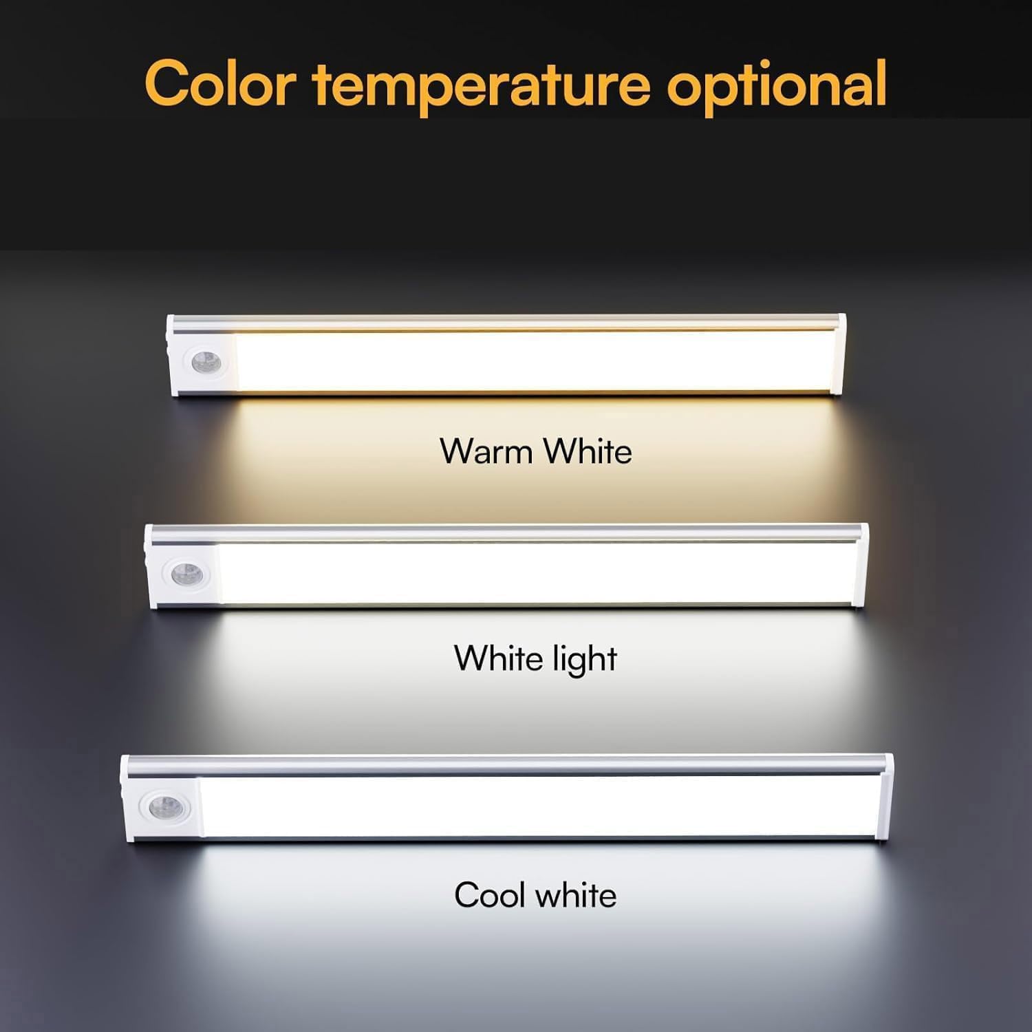 DAYBETTER 8inch Under Cabinet Lighting,4 Pack Motion Sensor Light Indoor | Rechargeable,3 Color Temps,5 Levels Dimmable