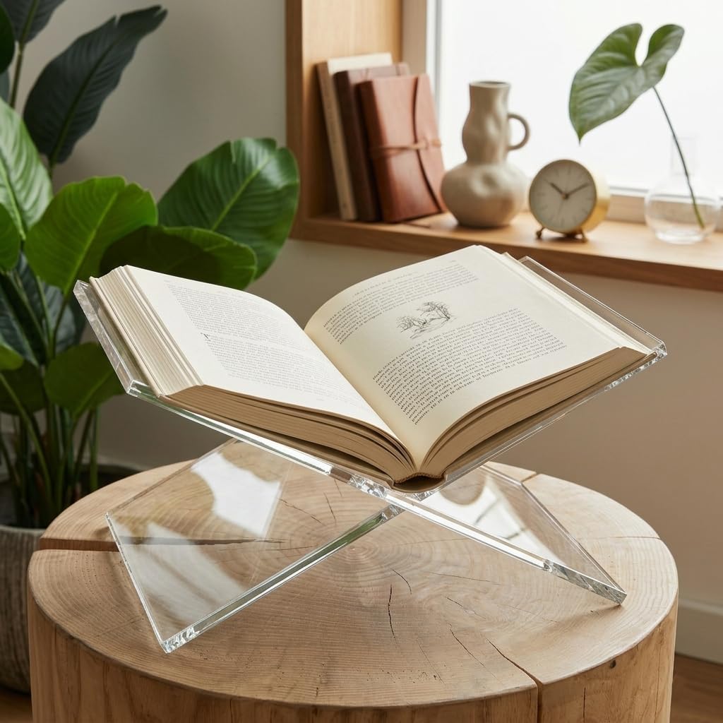 Modern Open Book Holder for Cookbooks / Clear