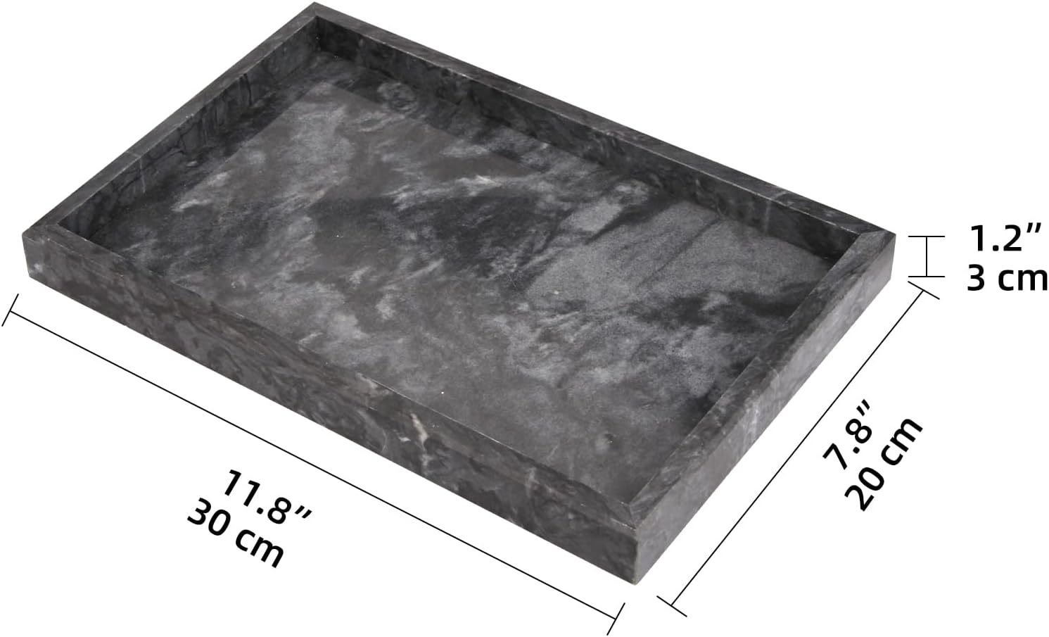 Marble Bathroom Vanity Tray / Black / 12 x 8 x 1.2
