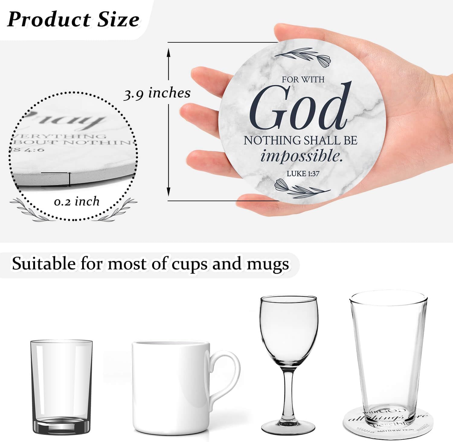 Holder / Absorbent Drink Coasters / Set of 8
