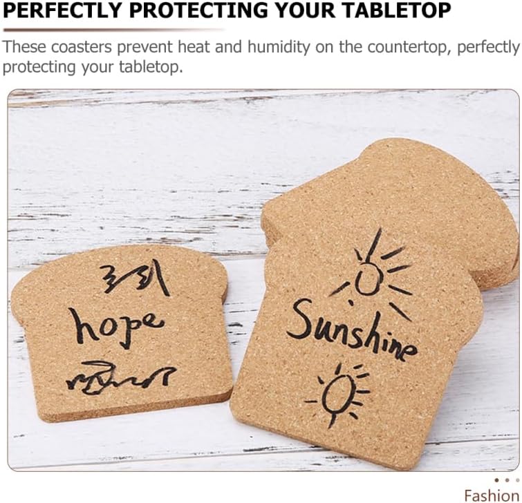 Toast Shaped Cork Coasters Heat-Resistant Cup Mats / 3.93 x 3.93 x 0.19 / Set of 10