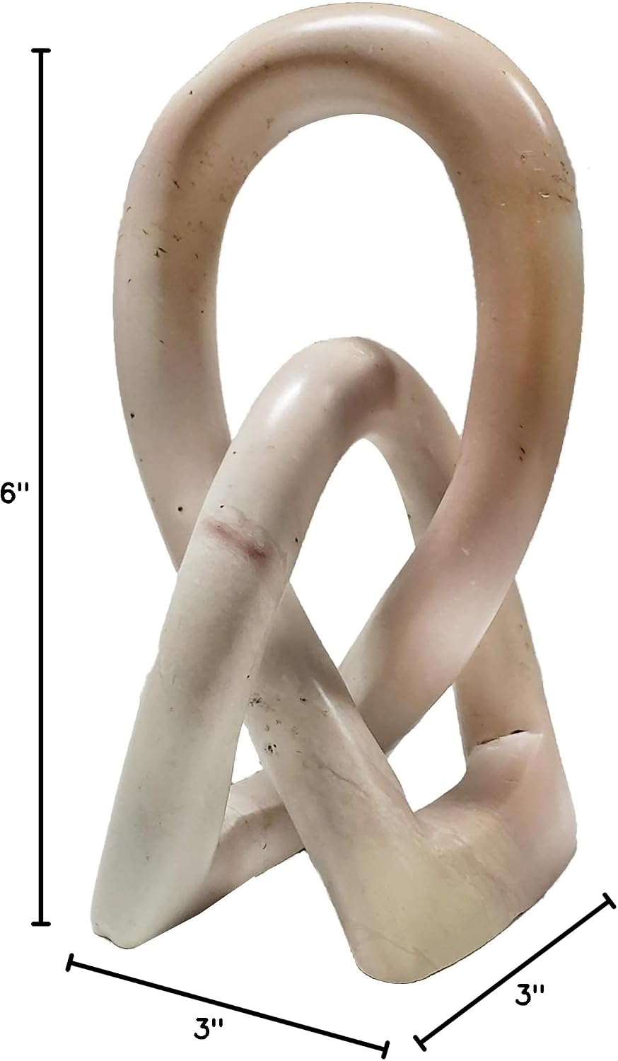 Continuous Looped Entwined Love Knot Sculpture Unique Modern Contemporary Décor / Natural / 6 Inch