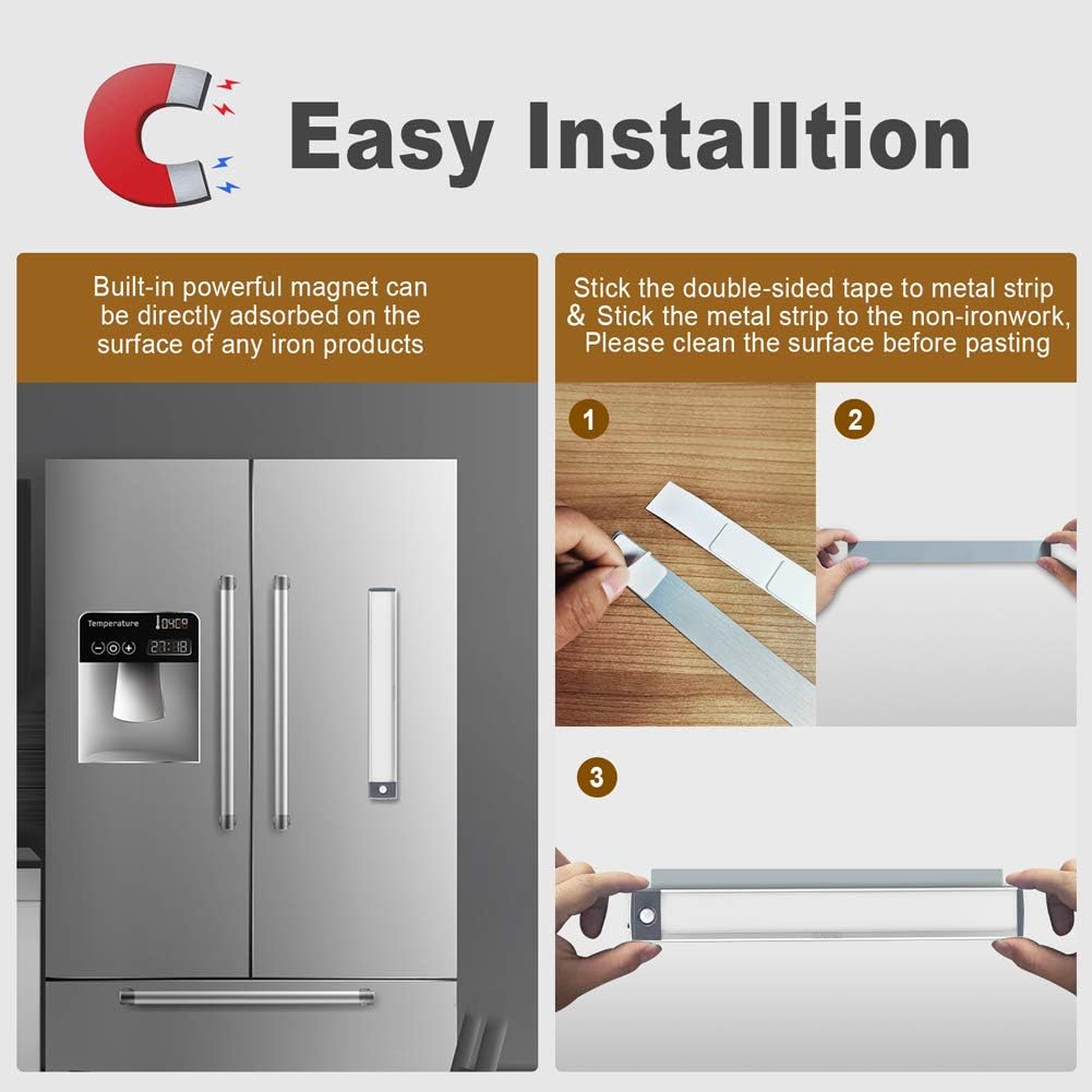 2 Pack 54LED Under Cabinet Lights, 12.5 Inch Bright Wireless Motion Sensor Light 7000K with 2200mAh USB-C Rechargeable