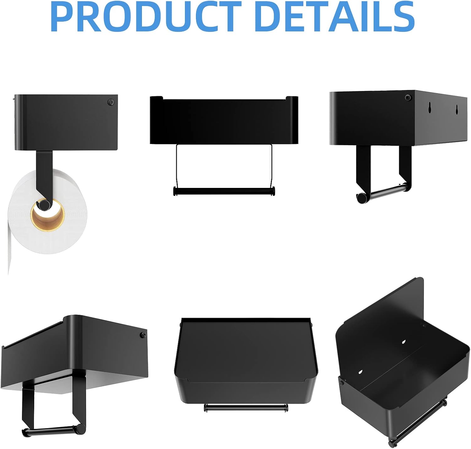 JUYSON Toilet Paper Holder with Shelf, Flushable Wipes Dispenser Fits for Bathroom Wipe Storage, Keep Your Wipes Hidden