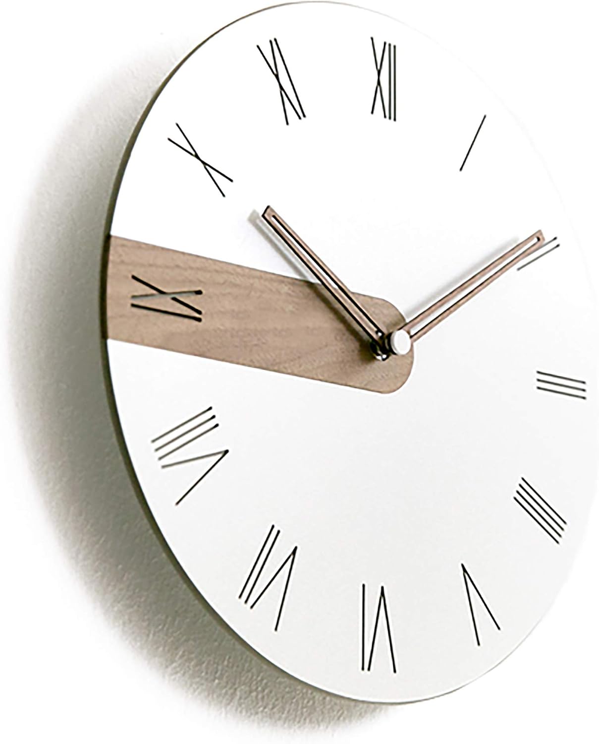 Stephanie Imports Modern Minimalist Exposed Wood Silent Wall Clock (Roman Numerals)